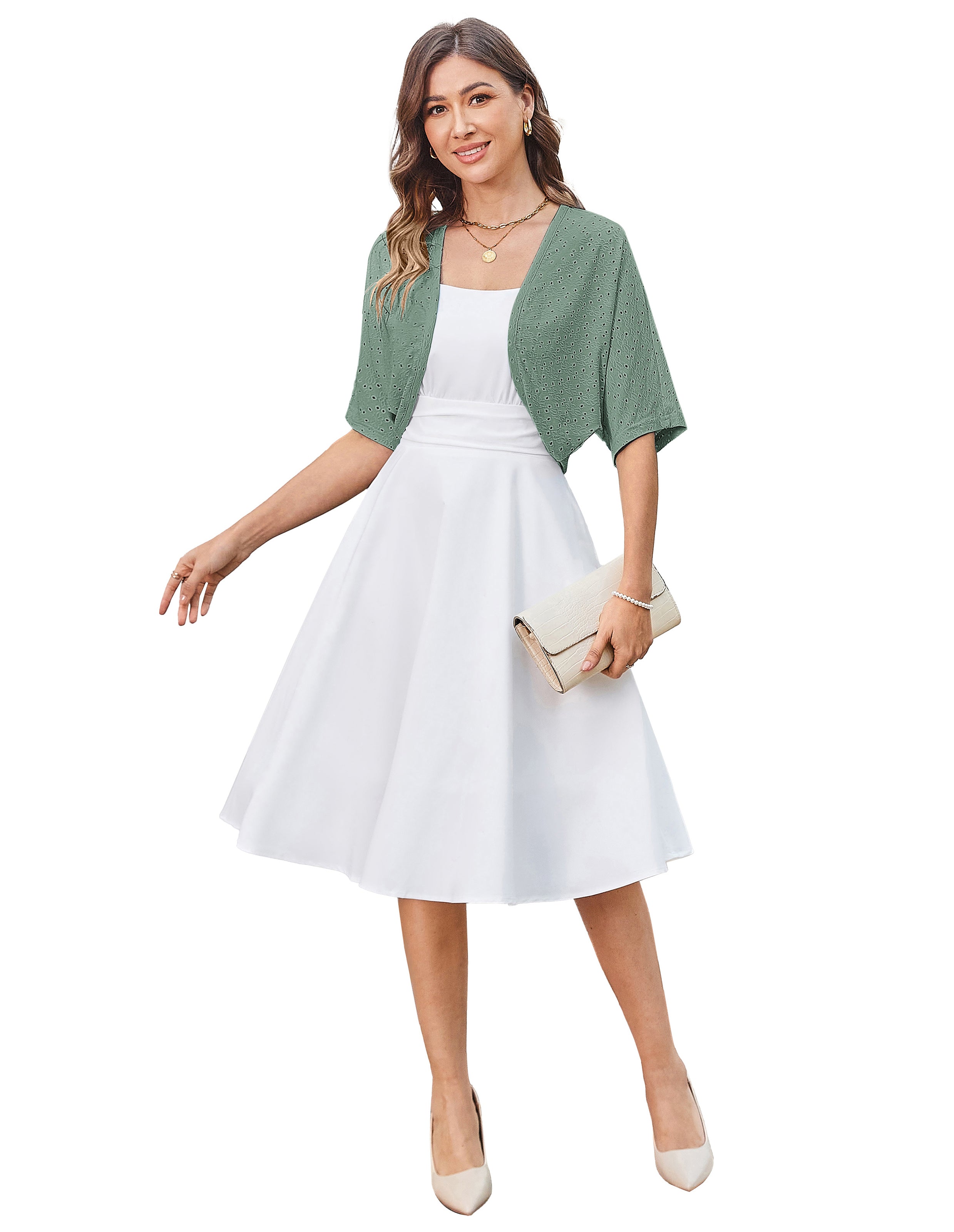 belle poque Vintage Open Front Bolero Shrug Batwing Short Sleeve