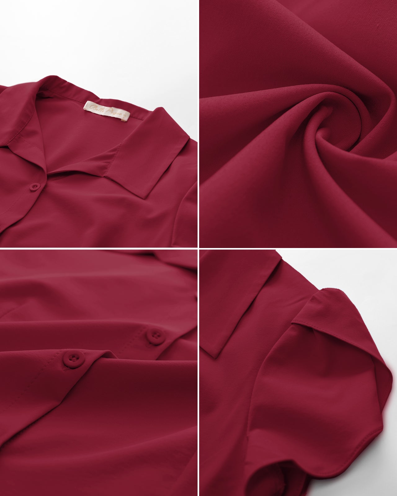 belle poque Business Casual Shirts Tops Summer Button Blouse for Women