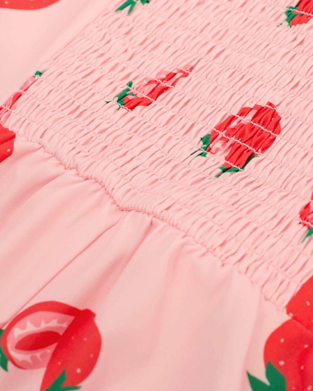 belle poque Vintage Strawberry Patterns Front Slit Dress Puffed Short Sleeve Sweetheart Neck Dress