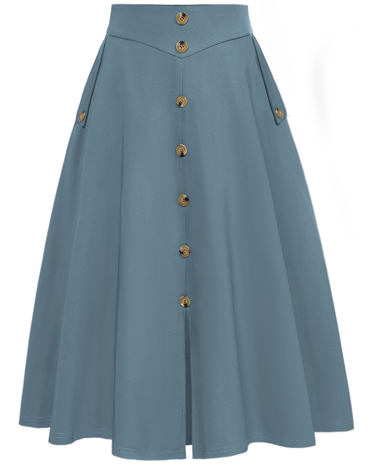 belle poque Vintage A-Line Skirt Midi Skirt Casual Skirt High Waisted Midi Party Skirt Basic A-Line Skirt Blue grey