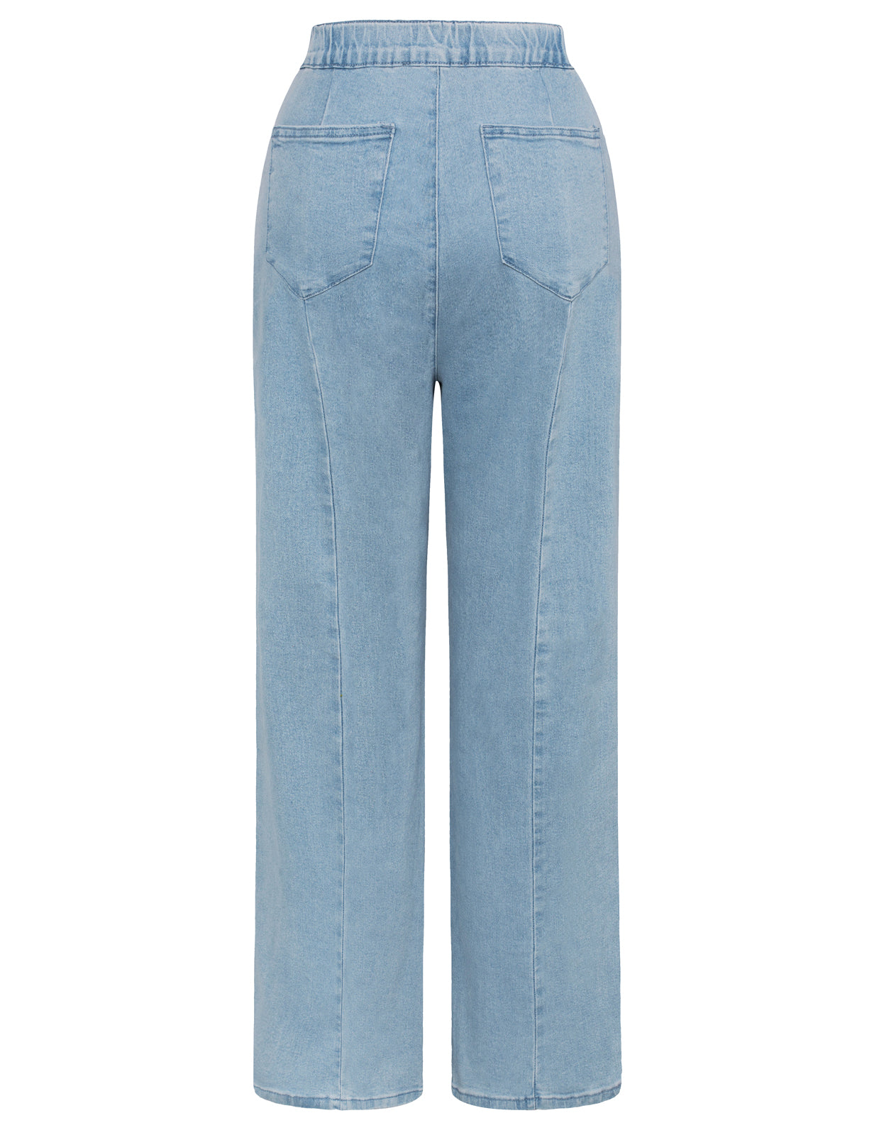 belle poque Wide Leg Jeans Button Decorated Casual Stretchy Demin Pants with Pockets