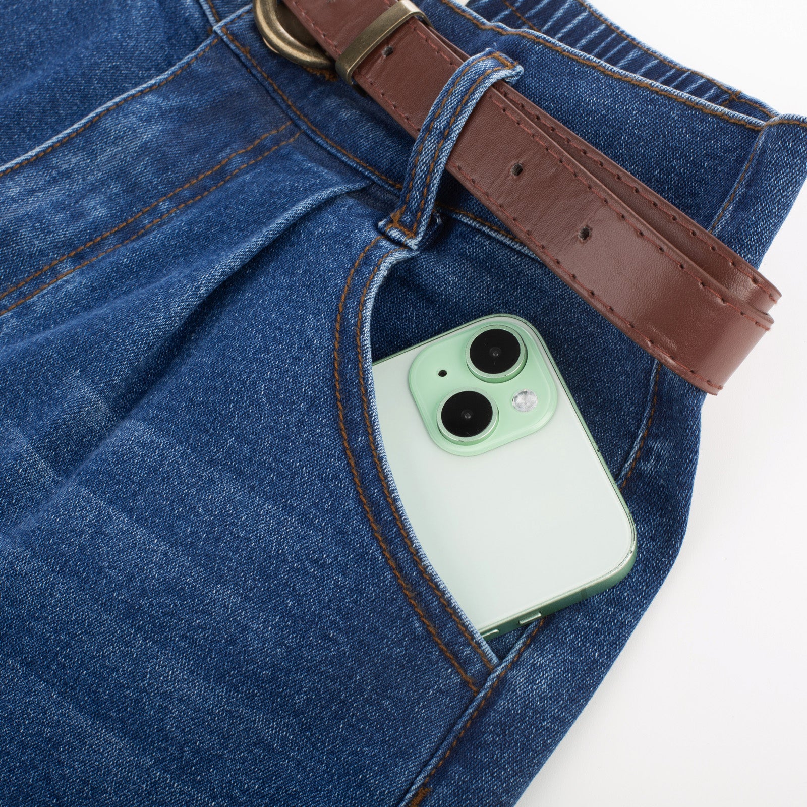 belle poque Bermuda Shorts Elastic Waist Wide Leg Shorts with Pockets & Belts