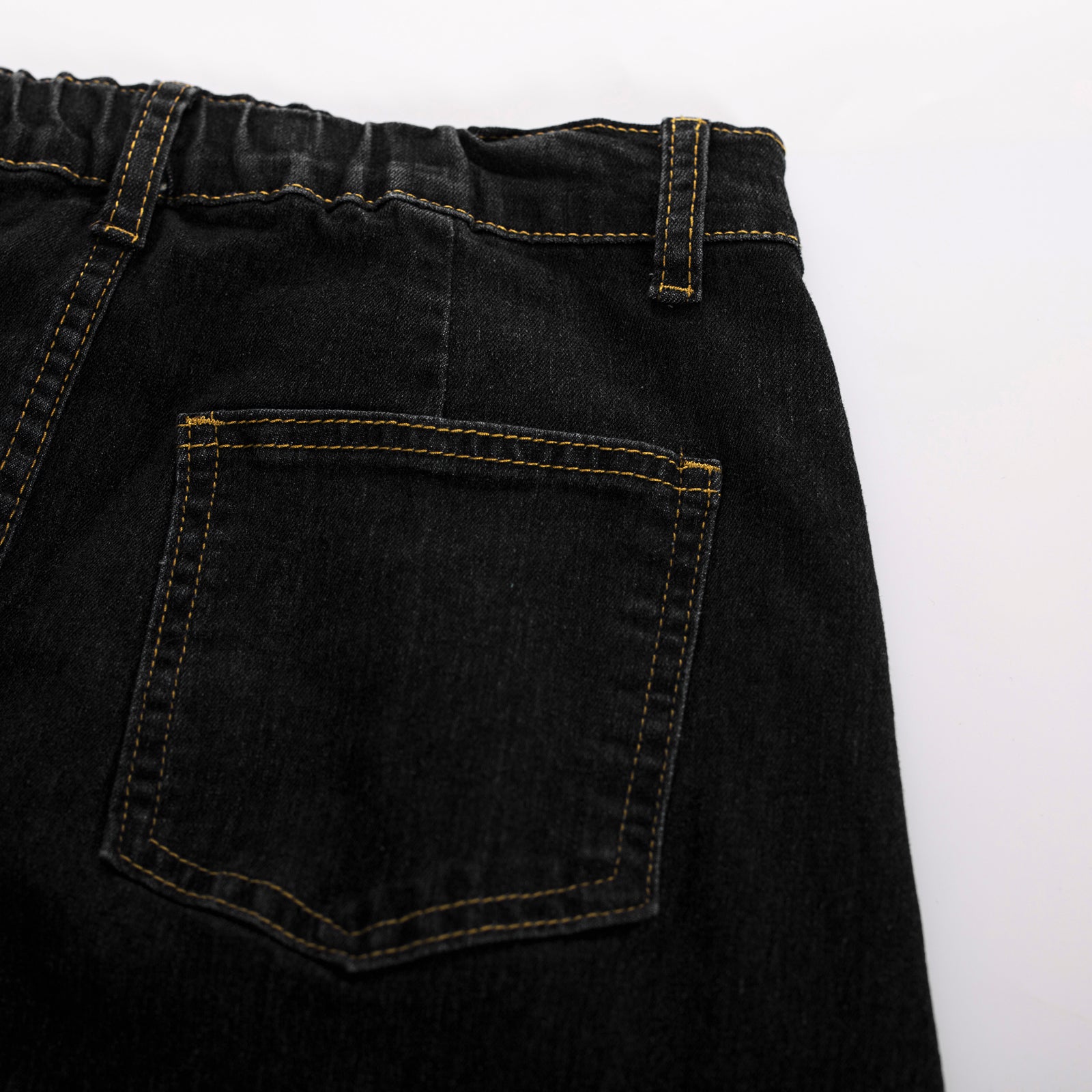 belle poque Multi-Pocket Jean Skirt Elastic High Waist Raw Hem Midi A-Line Skirt