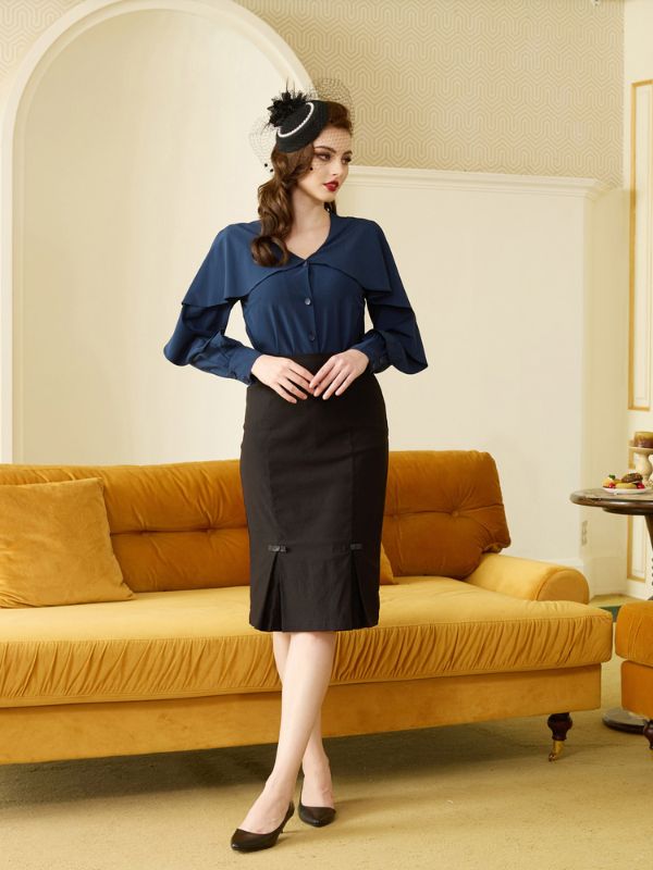 belle poque Seckill Offer⌛Ruffle Decorated Shirt Long Sleeve V-Neck Button-up Tops