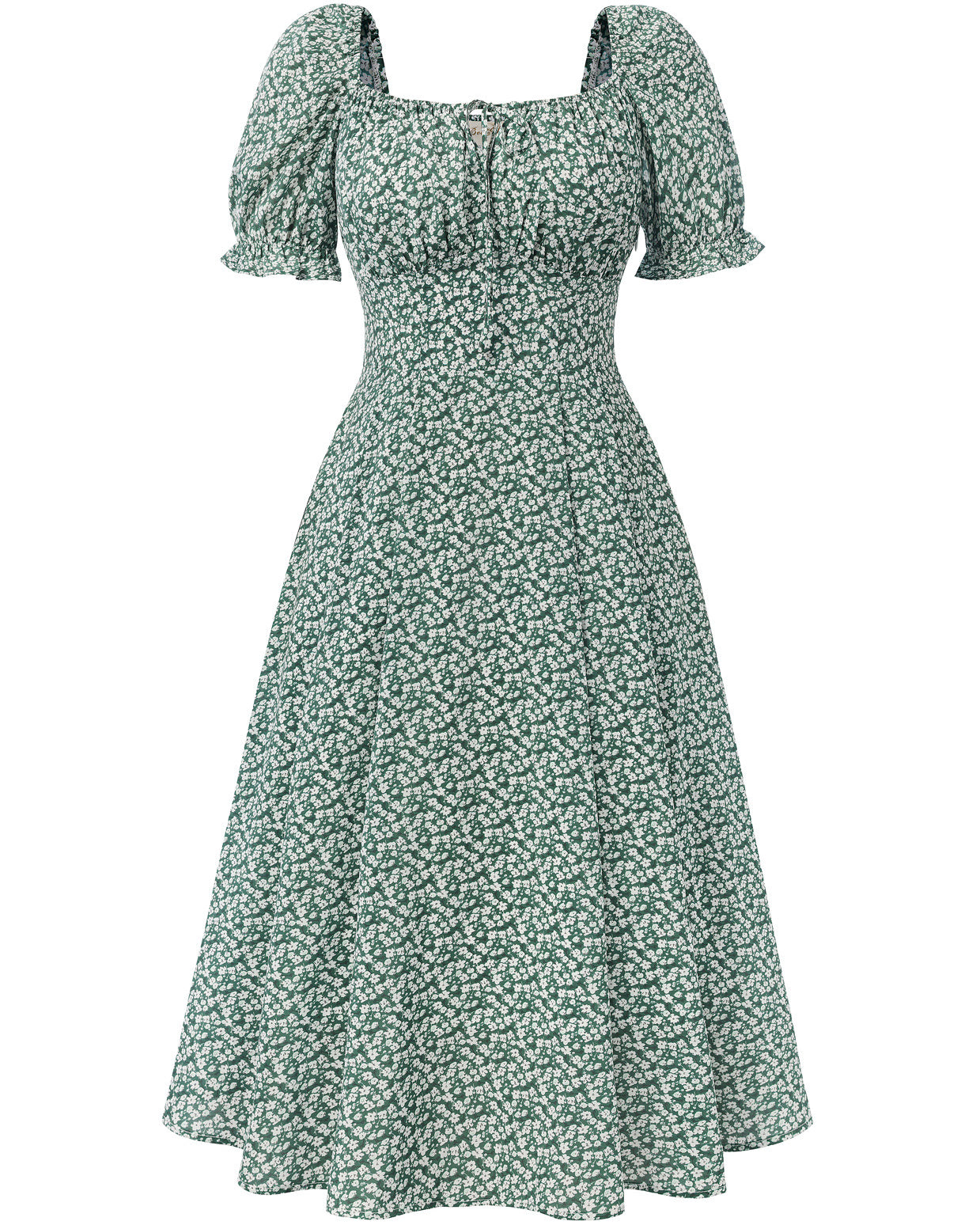 belle poque 2026 Spring Summer Sundress Vintage Cottagecore Dress with Pocket Dark Green