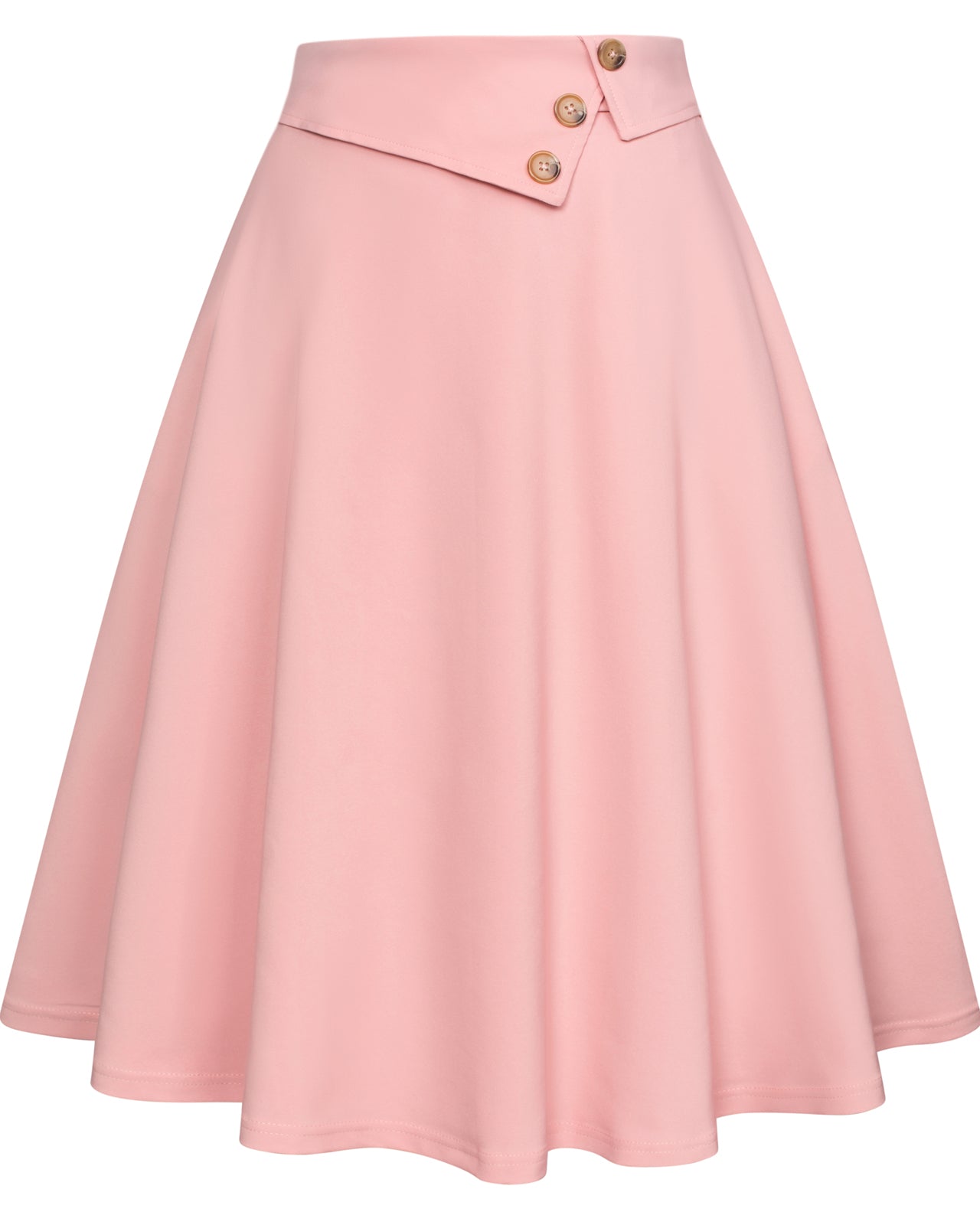 belle poque Vintage A-Line Skirt High Waisted Midi Skirt with Pockets & Buttons