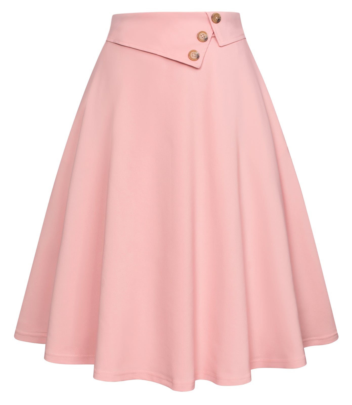belle poque Vintage A-Line Skirt High Waisted Midi Skirt with Pockets & Buttons