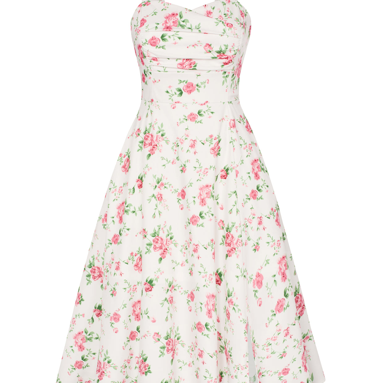 belle poque Vintage 1950s Cocktail Dress Ruched Slit A Line Swing Dress with Pockets Rose