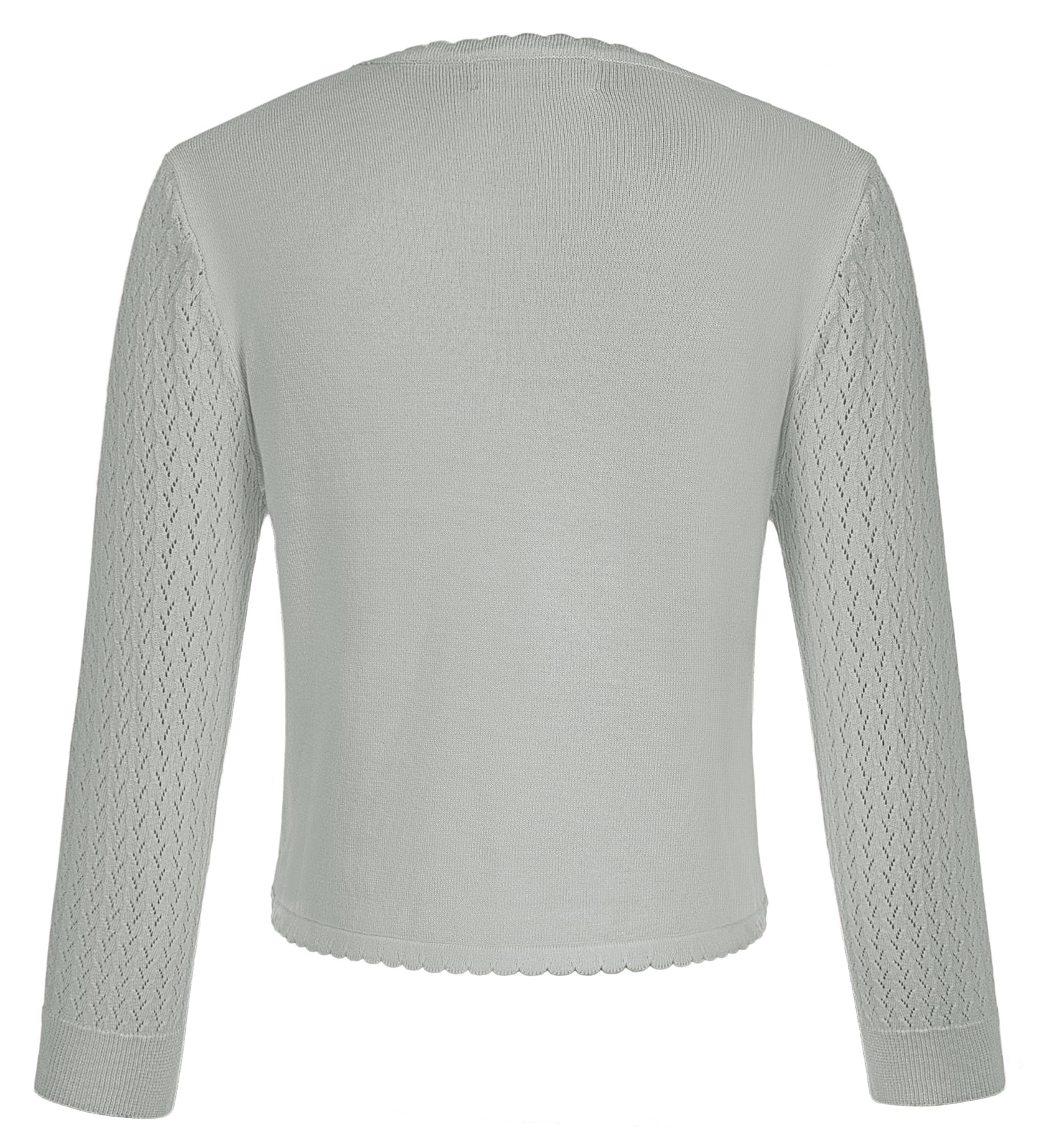 belle poque Hollowed-Out Cardigan 3/4 Sleeve V-Neck Button-up Cropped Knitwear