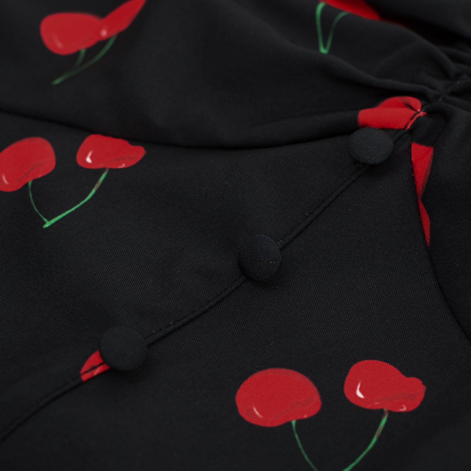 belle poque Vintage Strawberry Patterns Front Slit Dress Puffed Short Sleeve Sweetheart Neck Dress