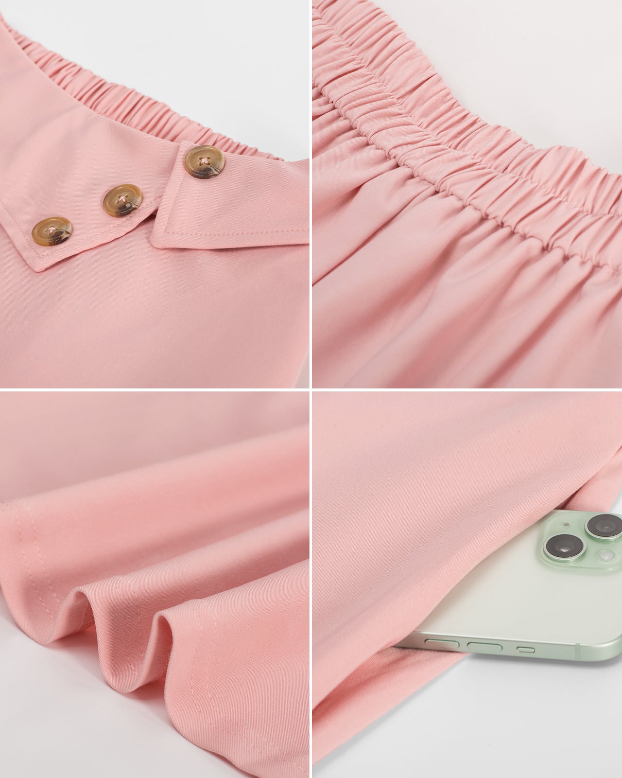 belle poque Vintage A-Line Skirt High Waisted Midi Skirt with Pockets & Buttons