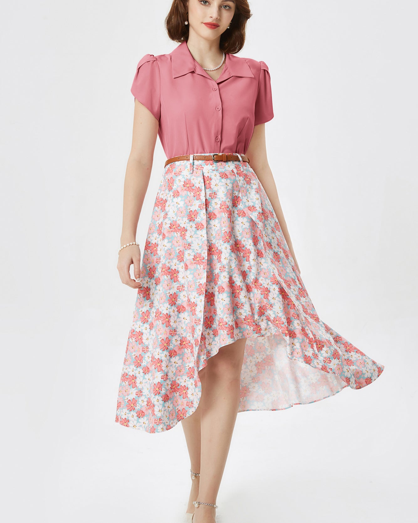 belle poque Business Casual Shirts Tops Summer Button Blouse for Women