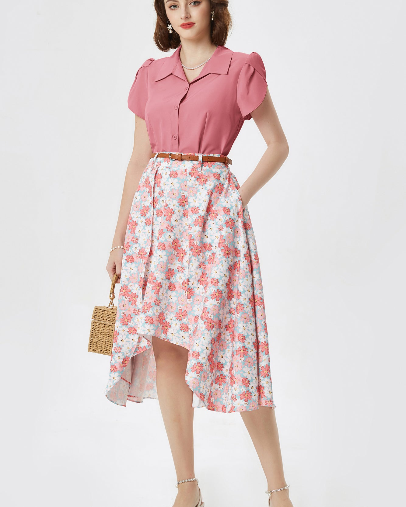 belle poque Business Casual Shirts Tops Summer Button Blouse for Women