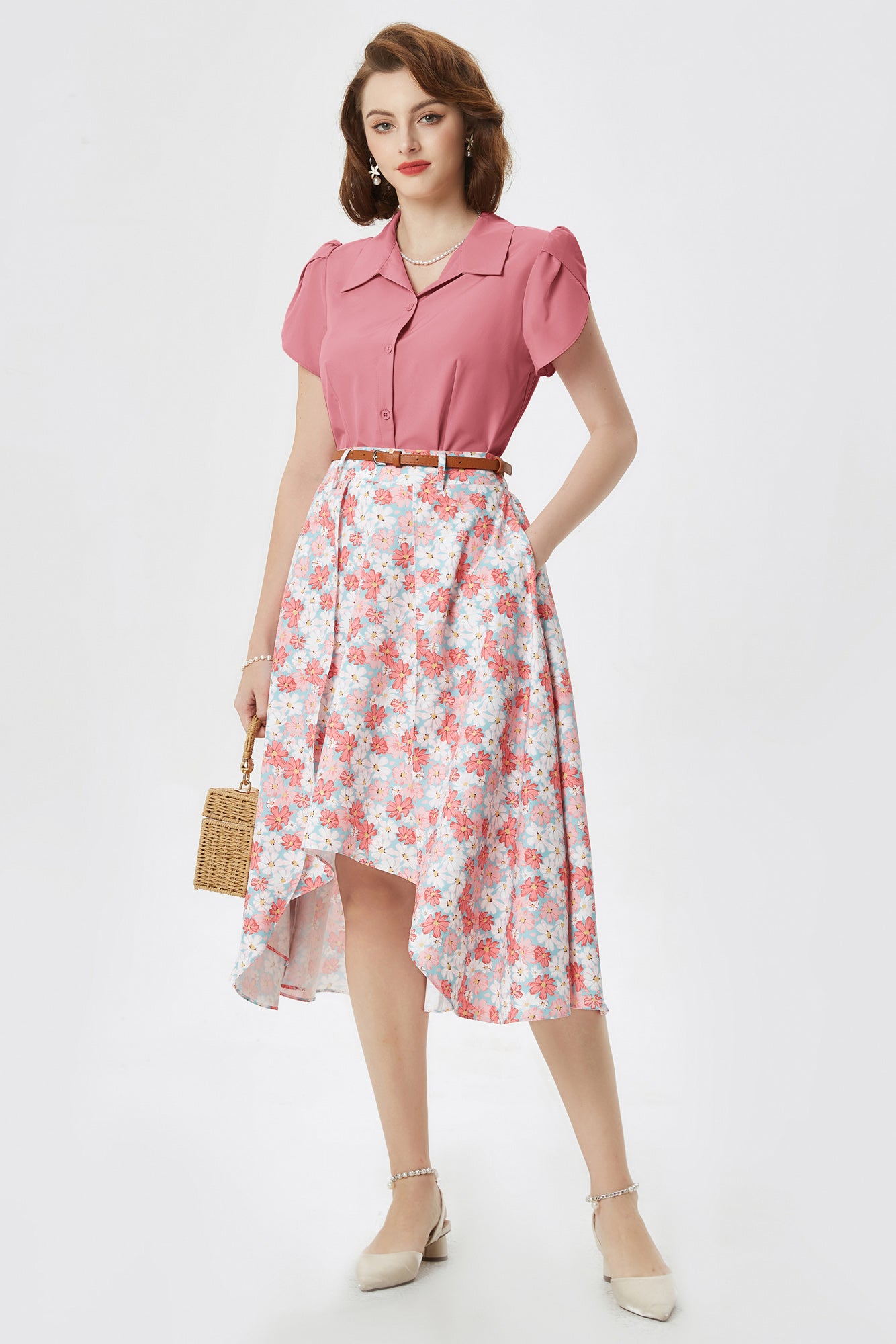 belle poque Business Casual Shirts Tops Summer Button Blouse for Women