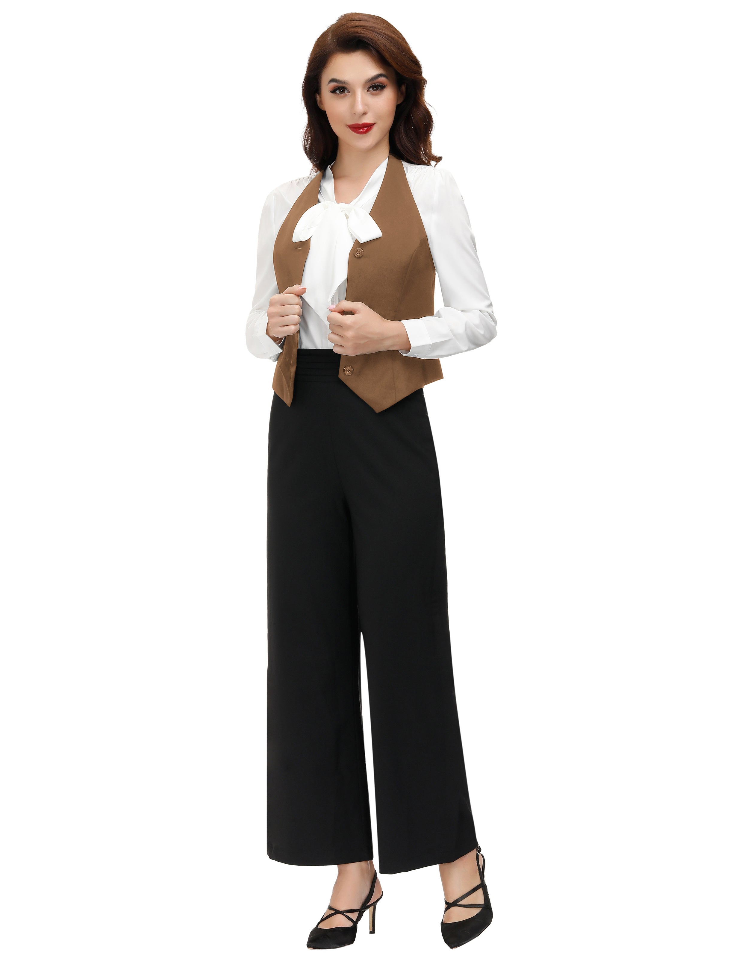 belle poque Seckill Offer⌛Solid Color Halter V-Neck Single Breasted Handkerchief Vest