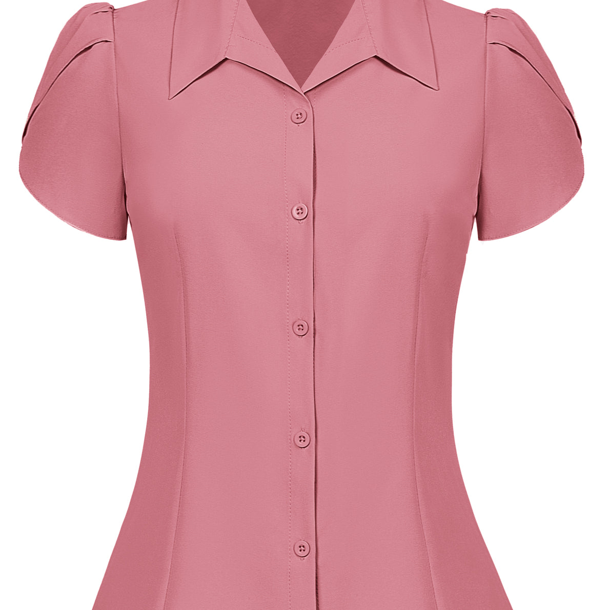 belle poque Business Casual Shirts Tops Summer Button Blouse for Women Pink
