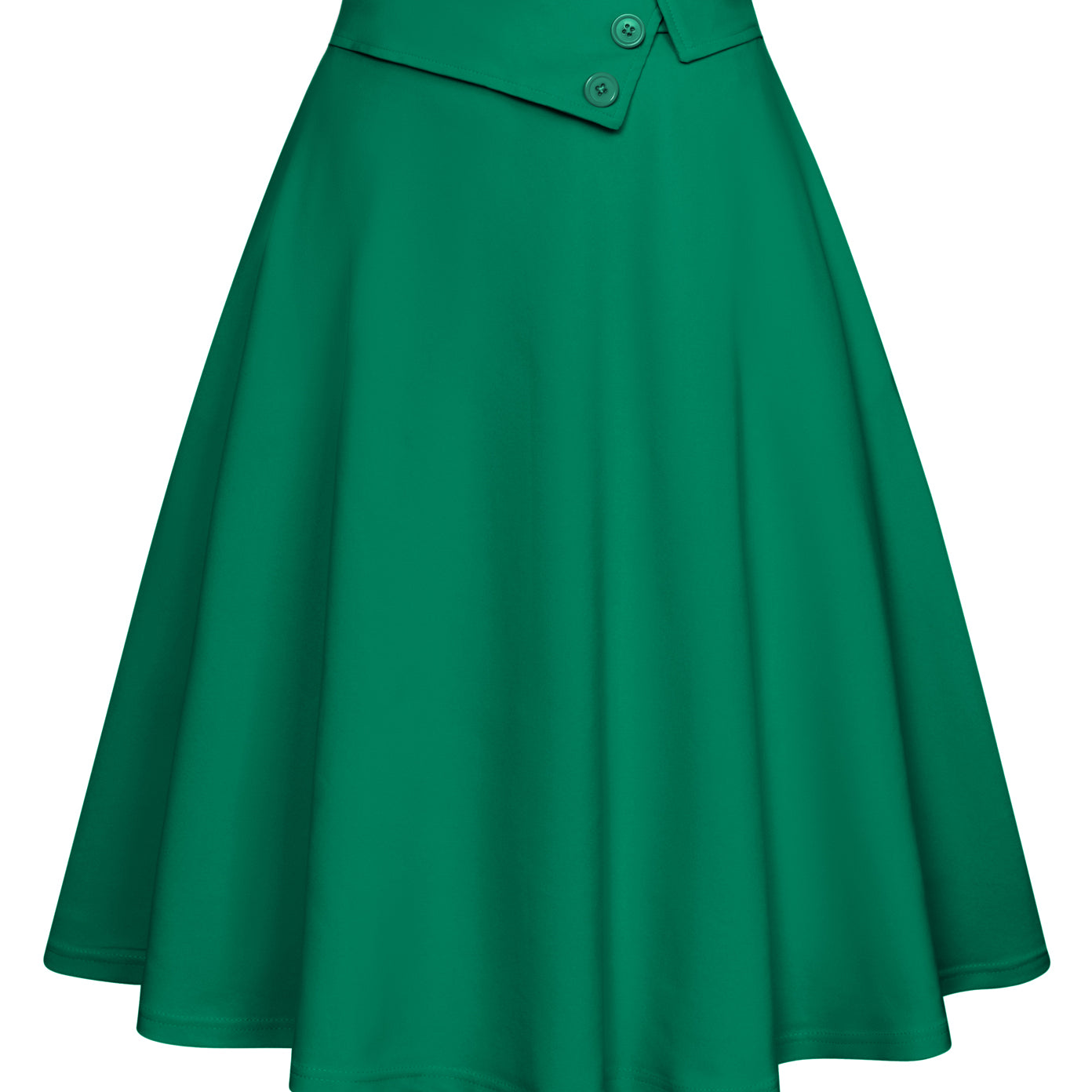 belle poque Vintage A-Line Skirt High Waisted Midi Skirt with Pockets & Buttons Green