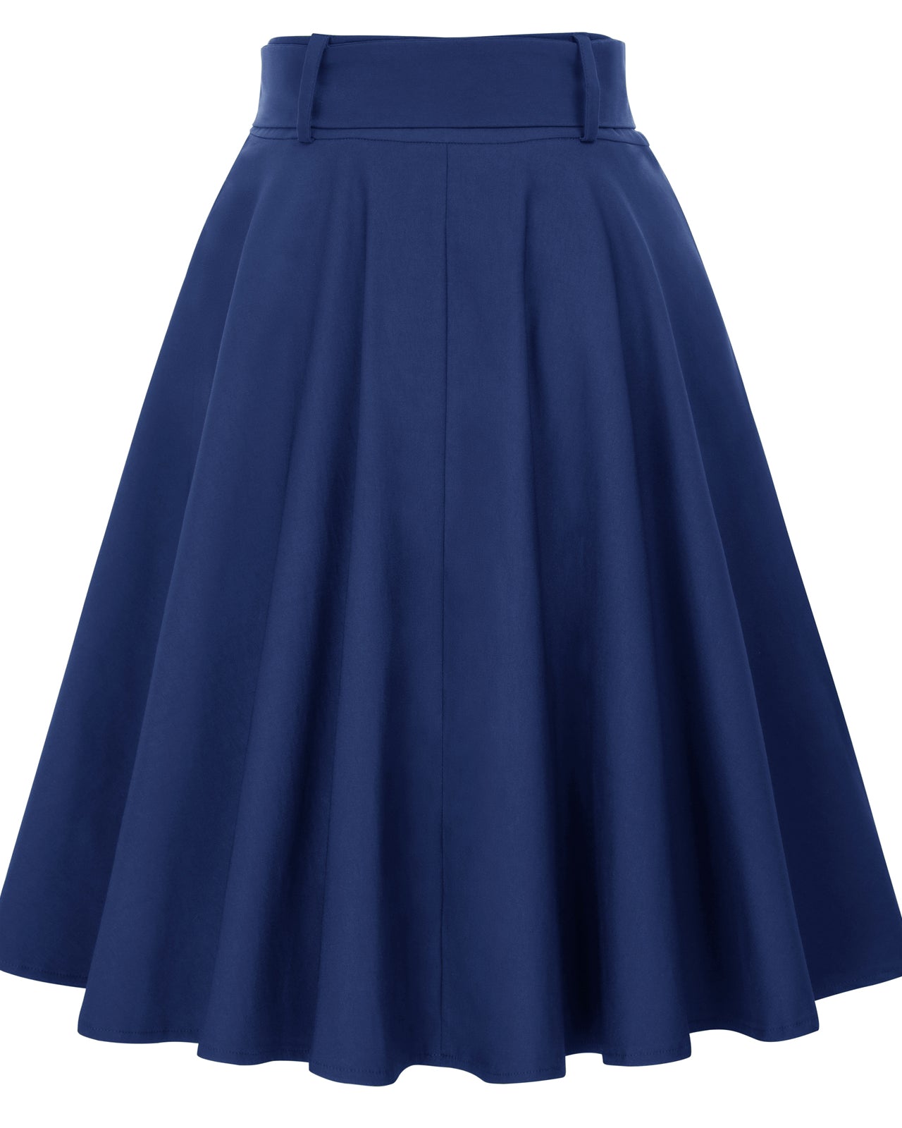 belle poque Vintage Stretch High Waist A-Line Flared Midi Skirts with Pockets & Belts