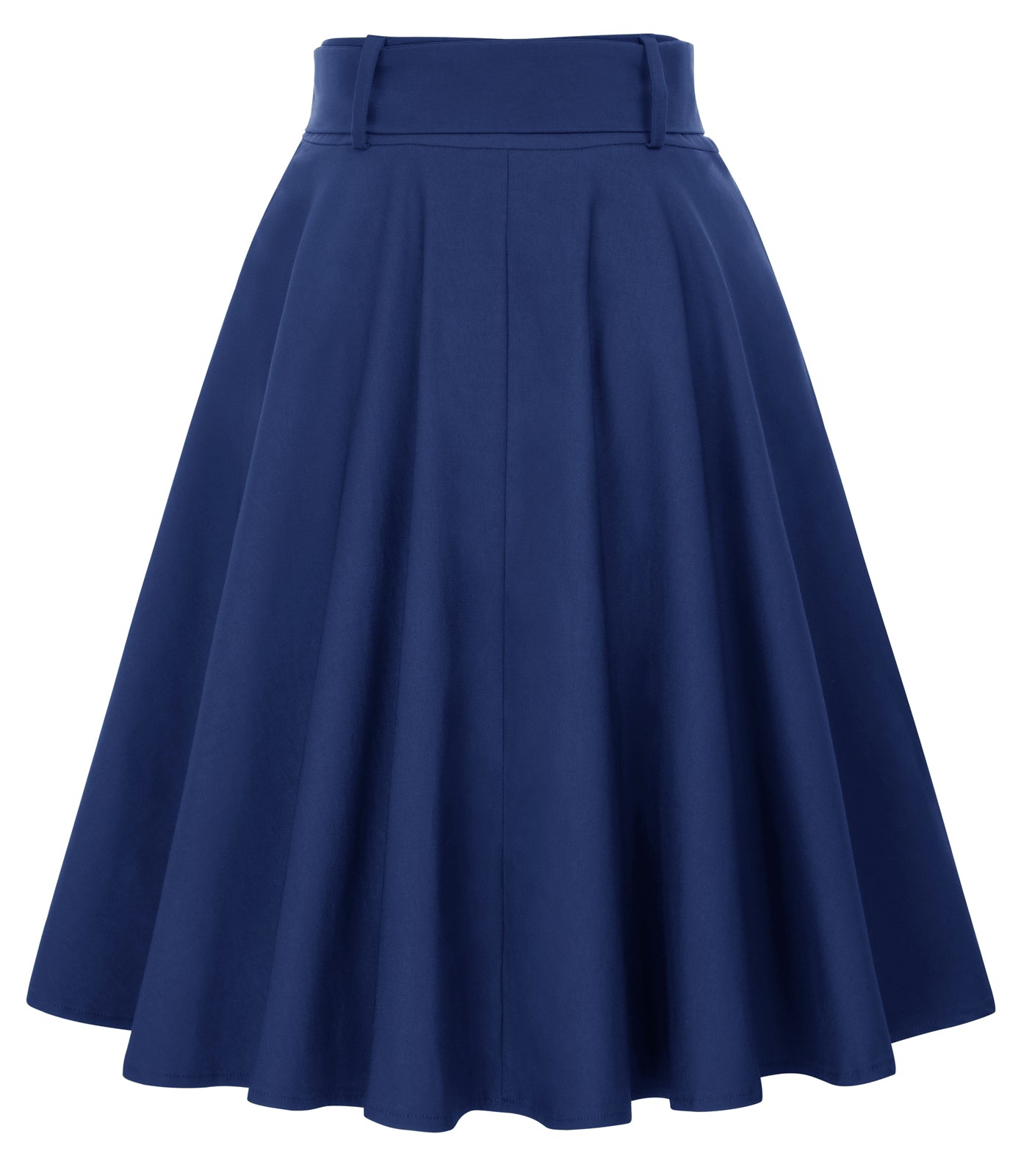 belle poque Vintage Stretch High Waist A-Line Flared Midi Skirts with Pockets & Belts