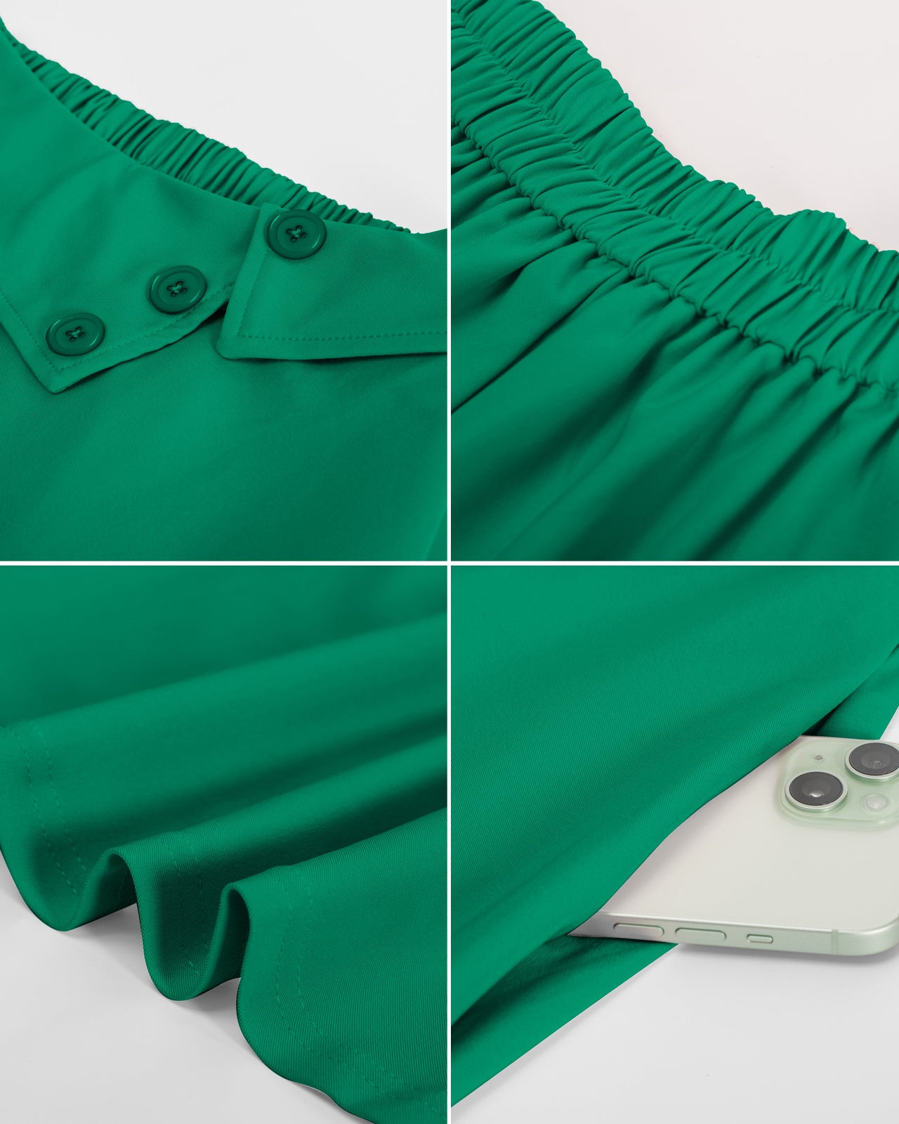 belle poque Vintage A-Line Skirt High Waisted Midi Skirt with Pockets & Buttons