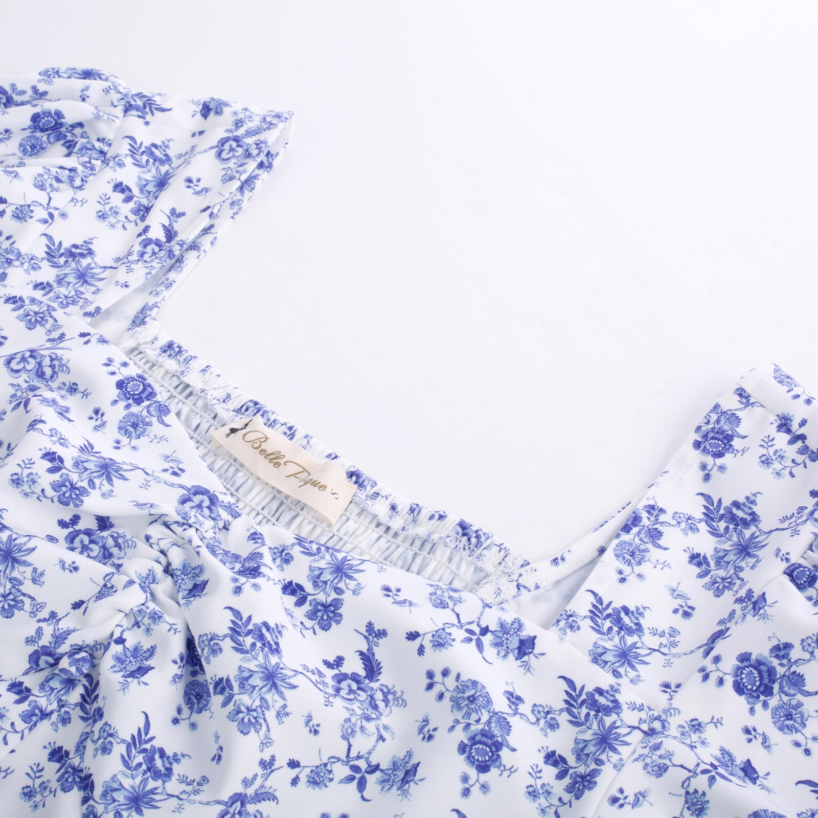 belle poque Vintage Strawberry Patterns Front Slit Dress Puffed Short Sleeve Sweetheart Neck Dress