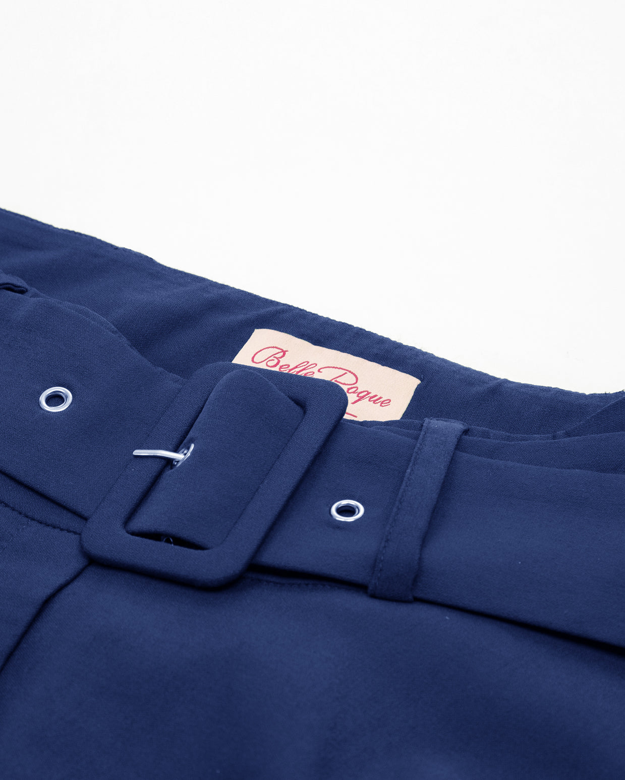 belle poque Vintage Stretch High Waist A-Line Flared Midi Skirts with Pockets & Belts