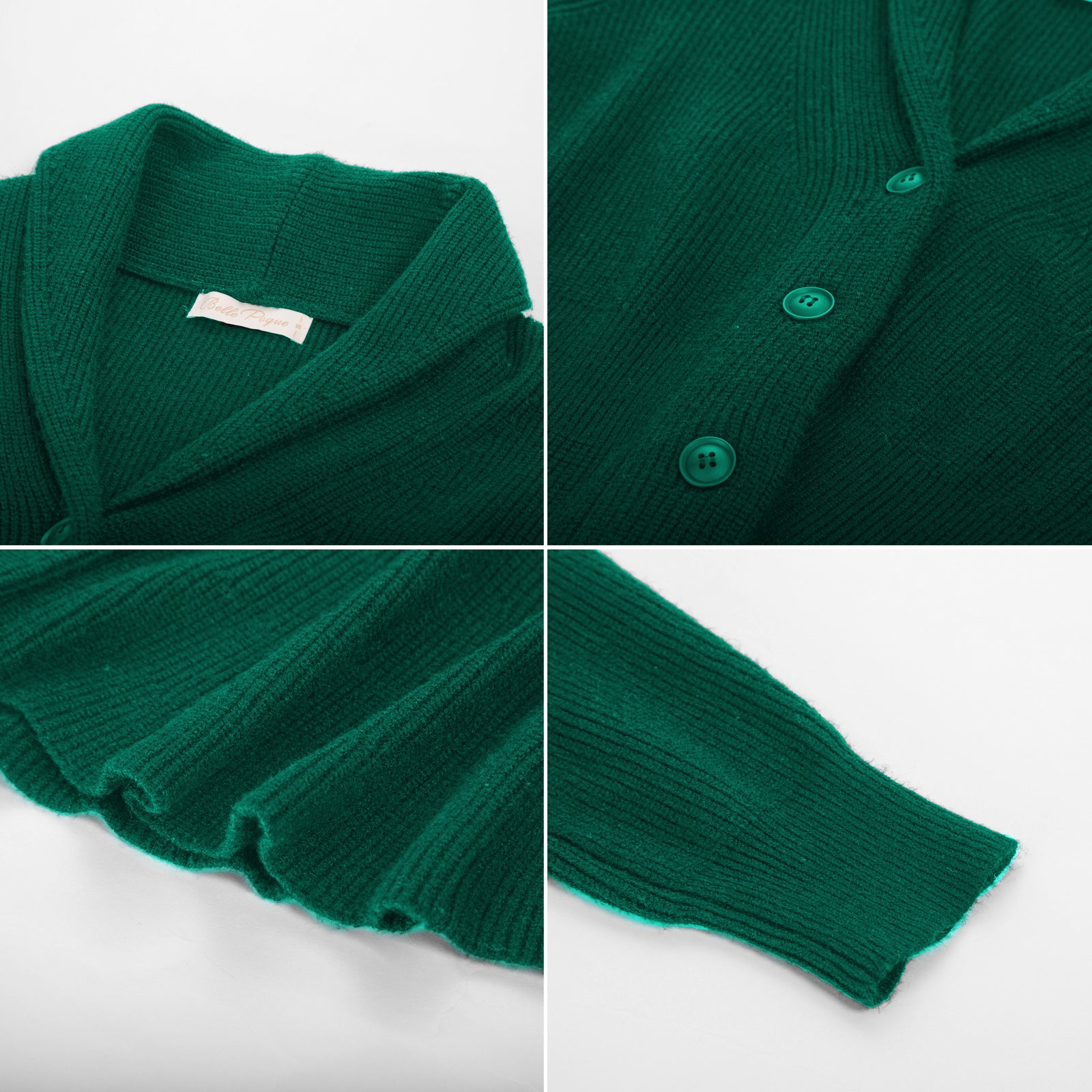 belle poque Vintage Cardigan Sweater Shawl Lapel Button Down Sweater Outwear Coat