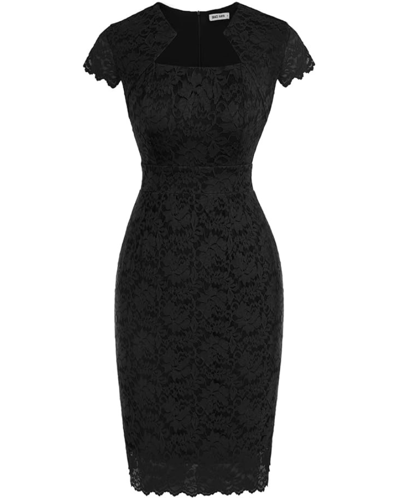 Cocktail Dress for Women Cap Sleeve Lace Dress for Wedding Guest Busin –  Belle Poque Offcial