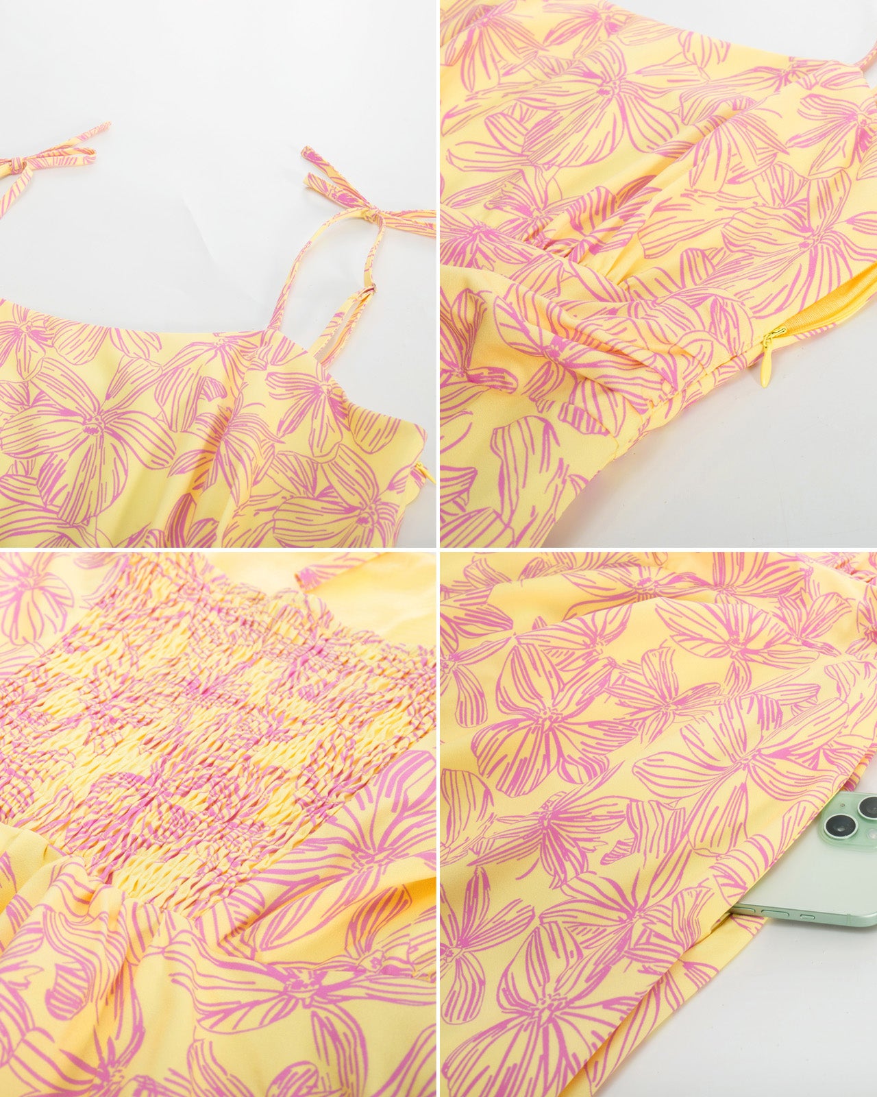 belle poque Summer Slip Dresses for Women Spaghetti Strap Midi Sun Dress Cute Casual Dress with Pockets