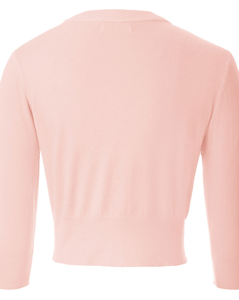 belle poque 3/4 Sleeve V-Neck Button Down Cherries Embroidery Cropped Cardigan Sweater Coat