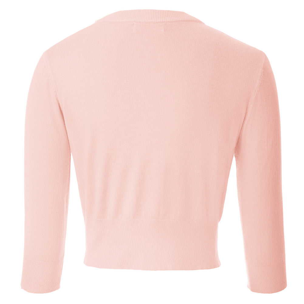 belle poque Women's 3/4 Sleeve Button Down Cherries Embroidery Cropped Cardigan Sweater Coat