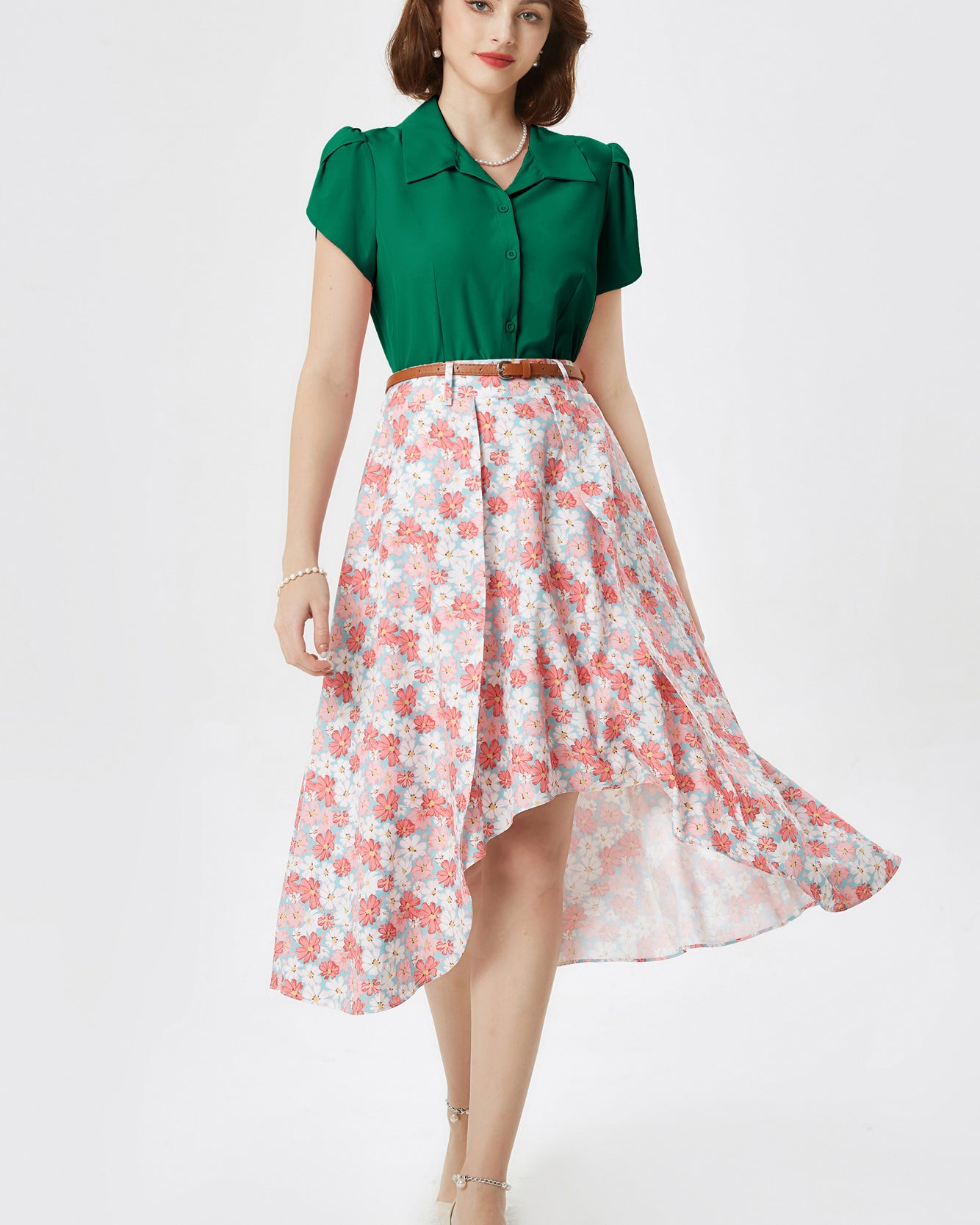 belle poque Business Casual Shirts Tops Summer Button Blouse for Women