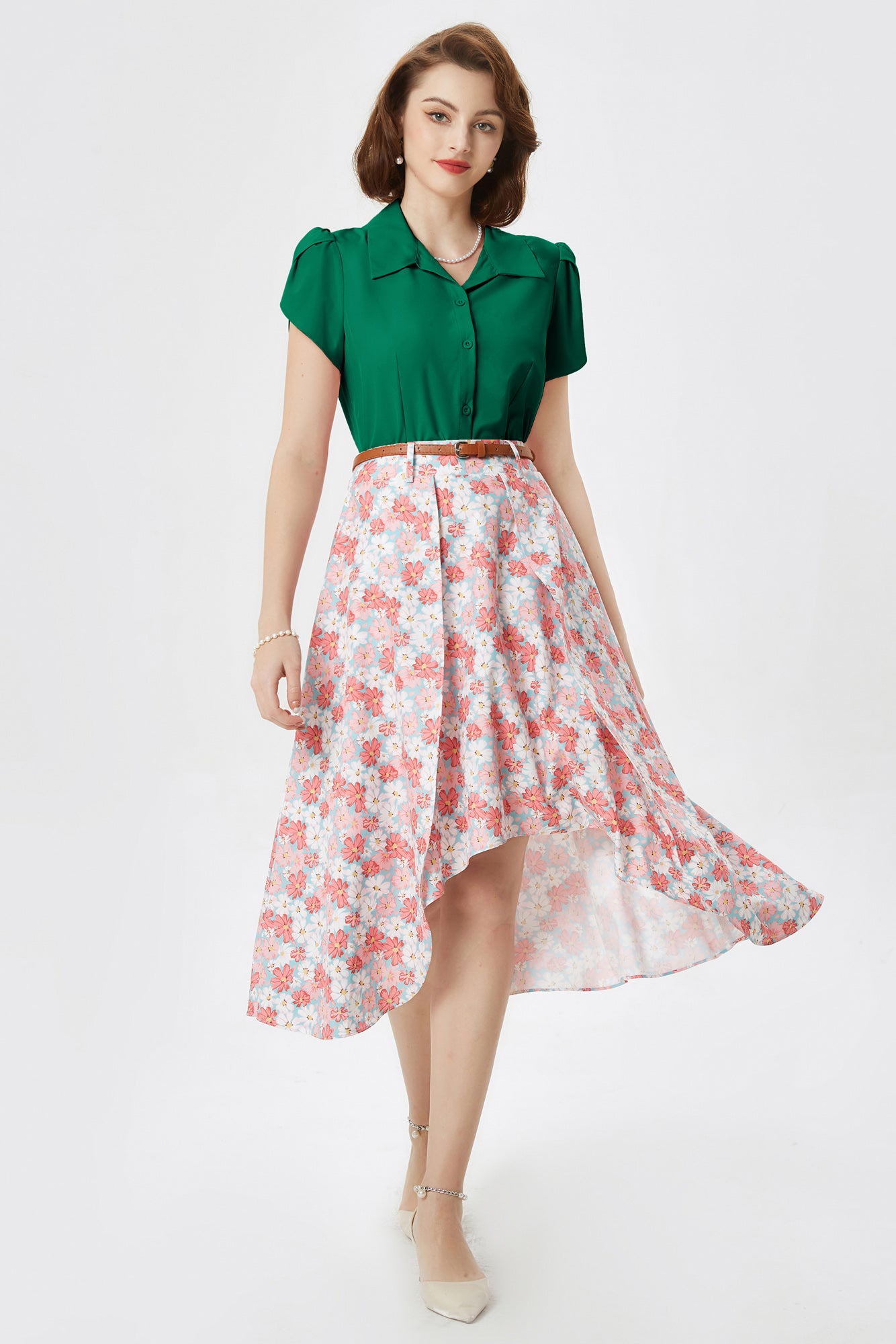 belle poque Business Casual Shirts Tops Summer Button Blouse for Women