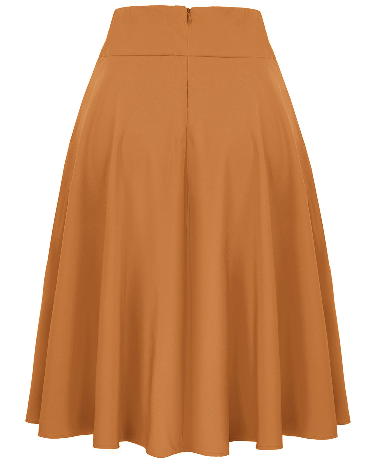 belle poque Women's High Waist A-Line Pockets Skirt Skater Flared Midi Skirt