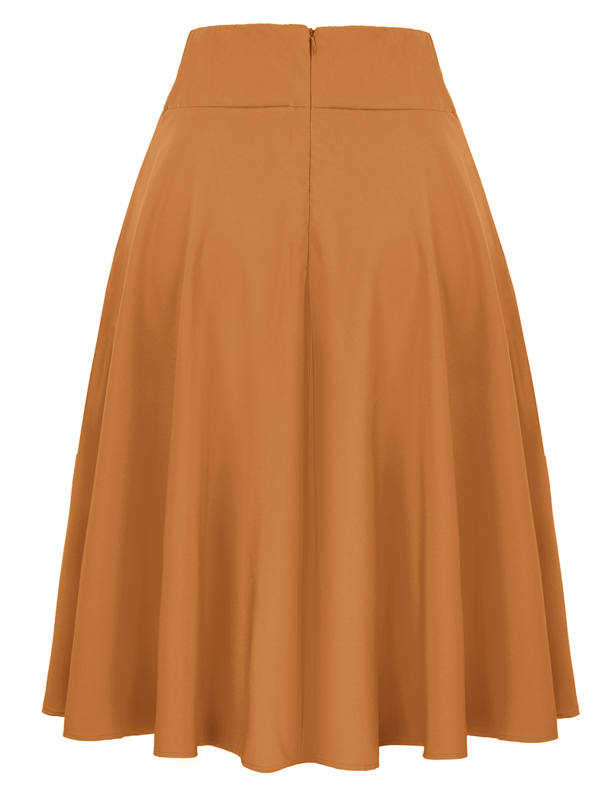 belle poque Women's High Waist A-Line Pockets Skirt Skater Flared Midi Skirt
