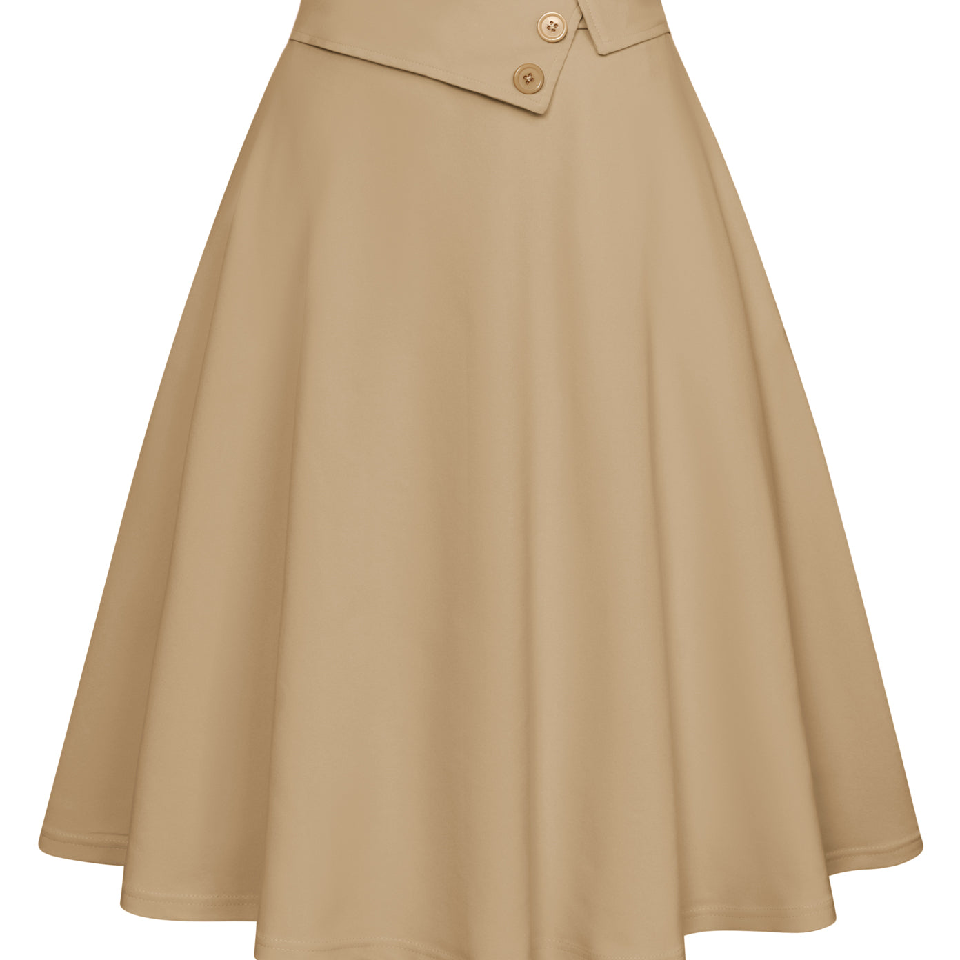 belle poque Vintage A-Line Skirt High Waisted Midi Skirt with Pockets & Buttons Brown