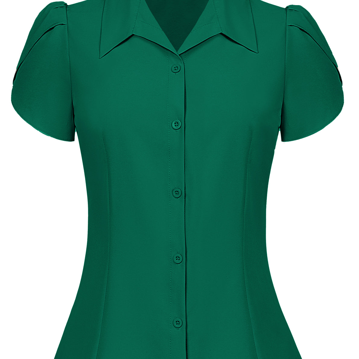 belle poque Business Casual Shirts Tops Summer Button Blouse for Women Dark green