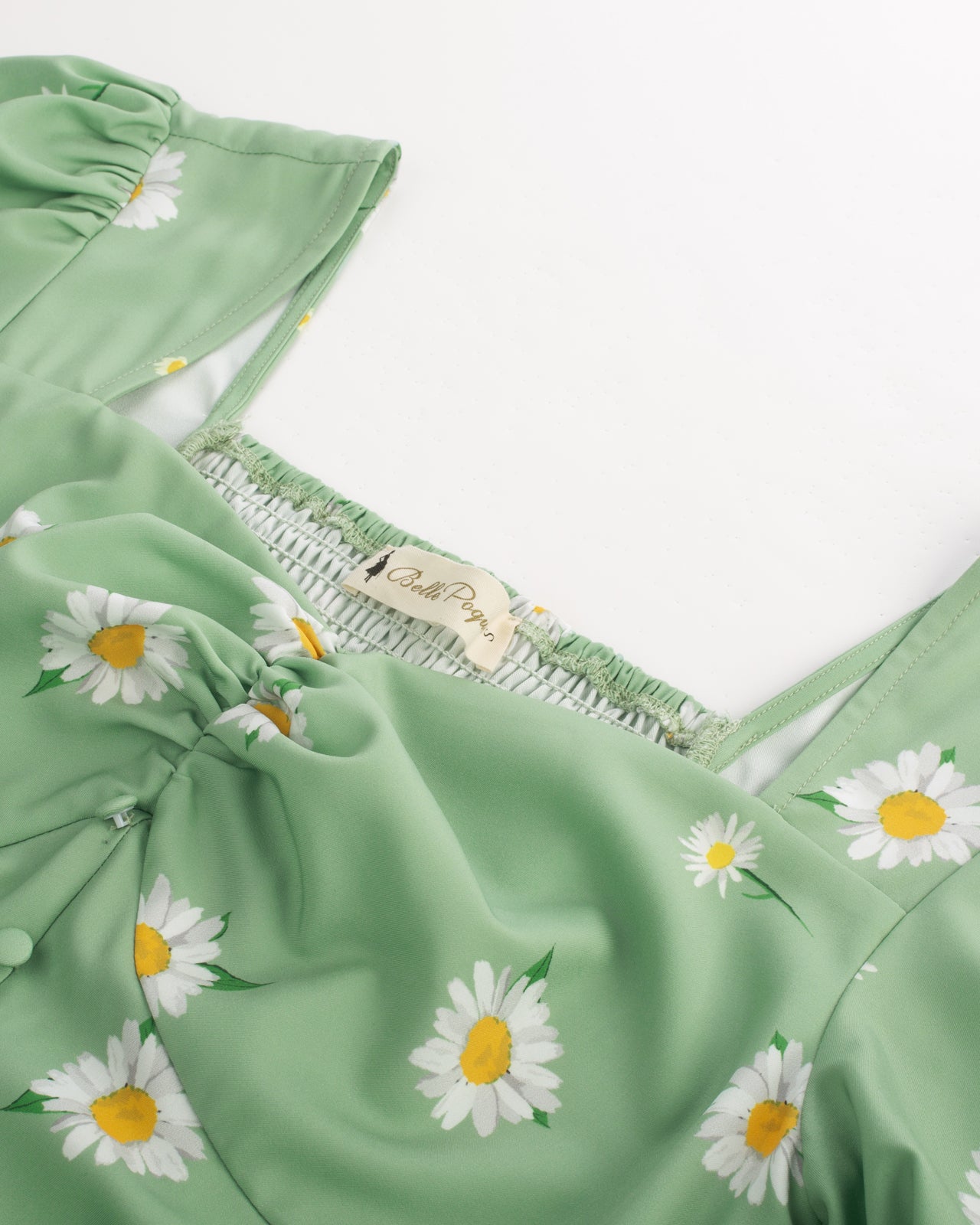 belle poque Vintage Strawberry Patterns Front Slit Dress Puffed Short Sleeve Sweetheart Neck Dress