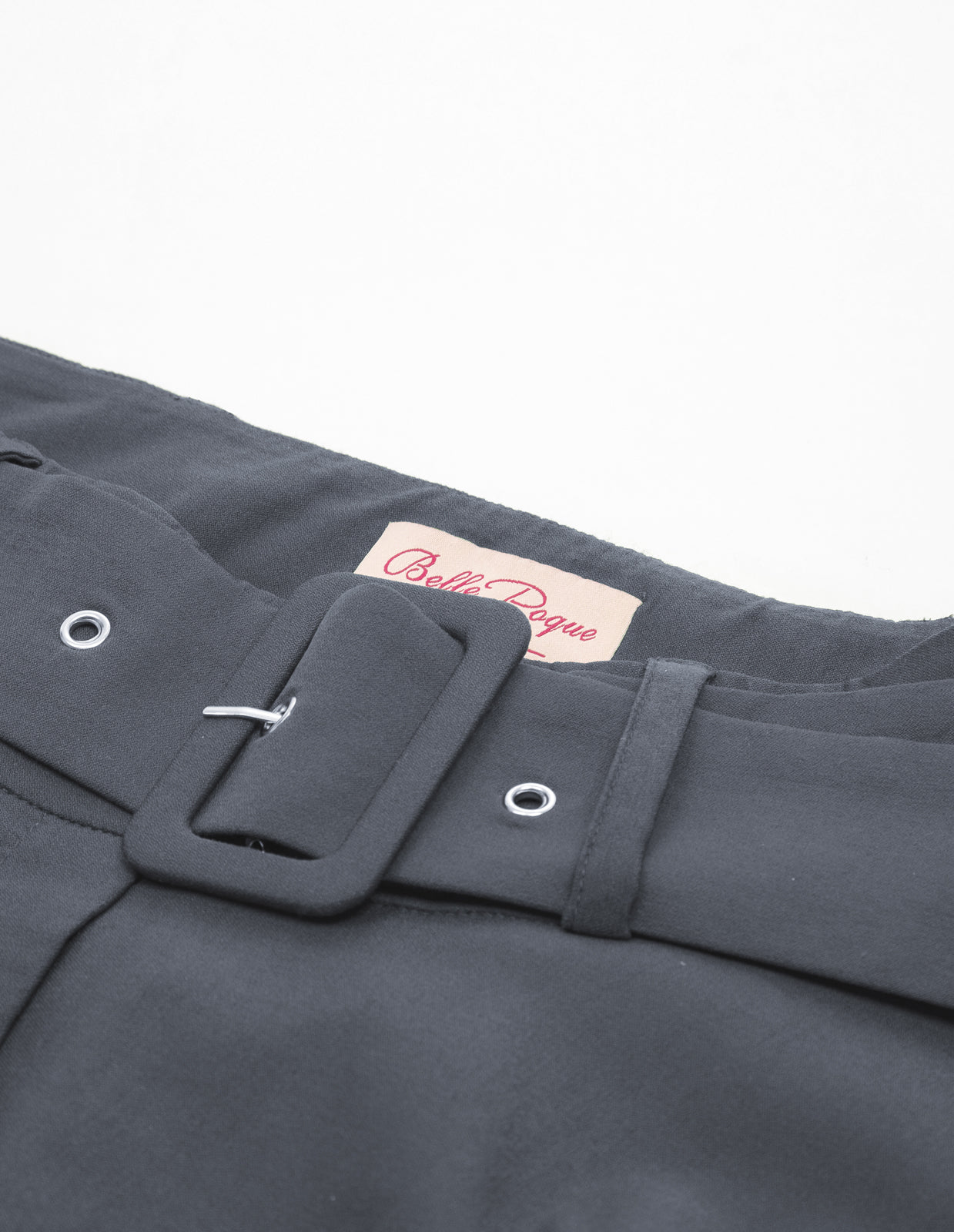 belle poque Vintage Stretch High Waist A-Line Flared Midi Skirts with Pockets & Belts