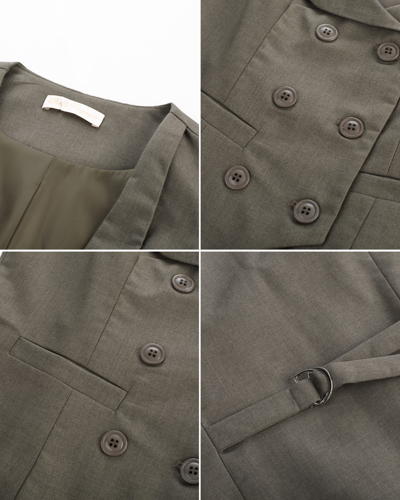 belle poque Double Breasted Waistcoat Vintage Lapel Collar Vest Coat with 2 Pockets