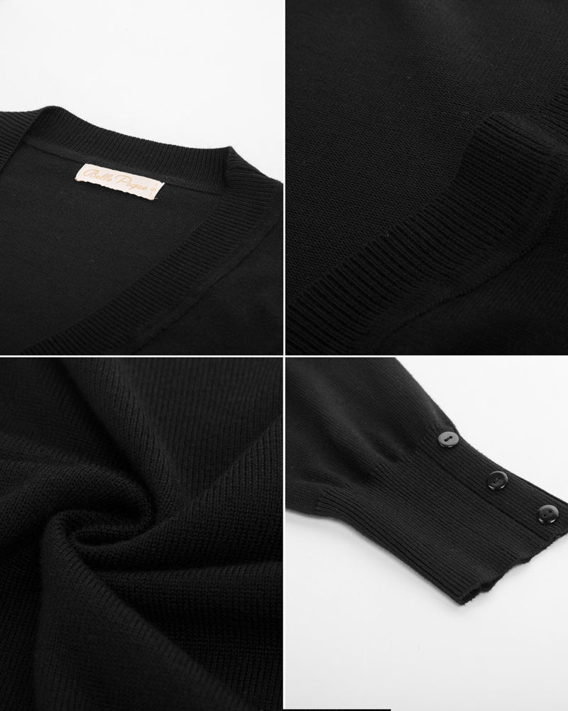 belle poque 3/4 Sleeve Bolero Shrug Open Front Knit Cropped Cardigan Sweater