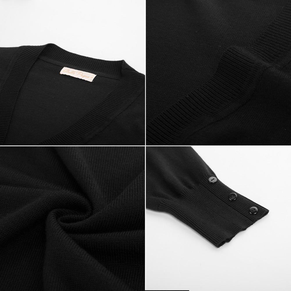 belle poque 3/4 Sleeve Bolero Shrug Open Front Knit Cropped Cardigan Sweater