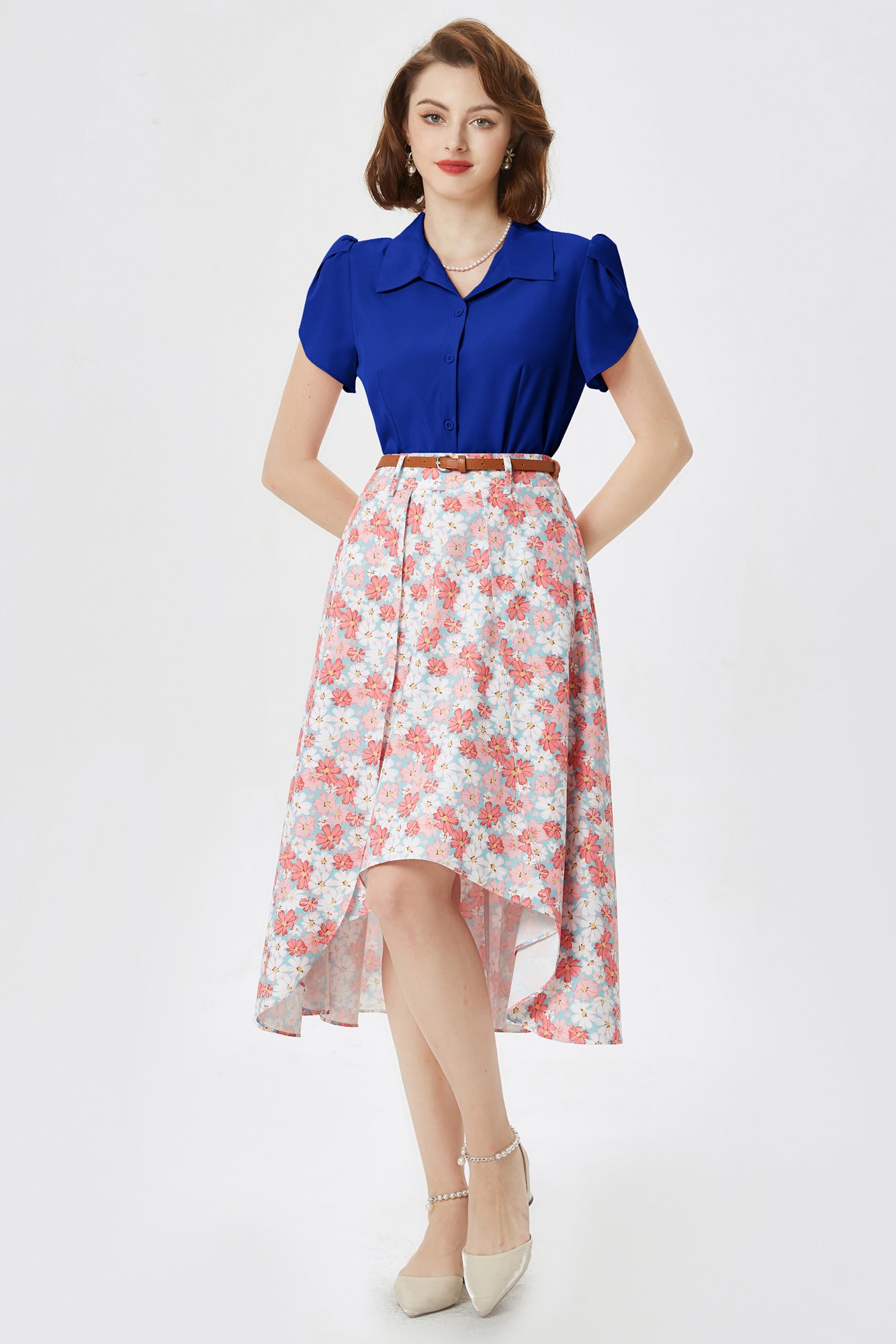 belle poque Business Casual Shirts Tops Summer Button Blouse for Women