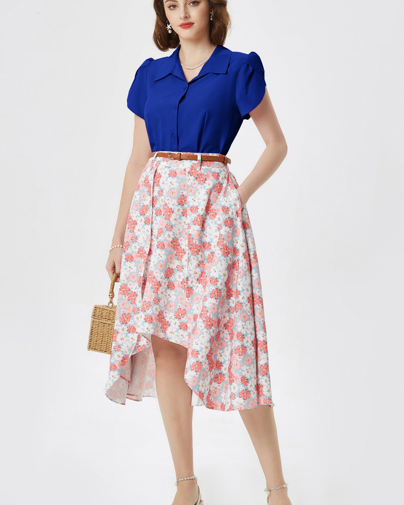 belle poque Business Casual Shirts Tops Summer Button Blouse for Women