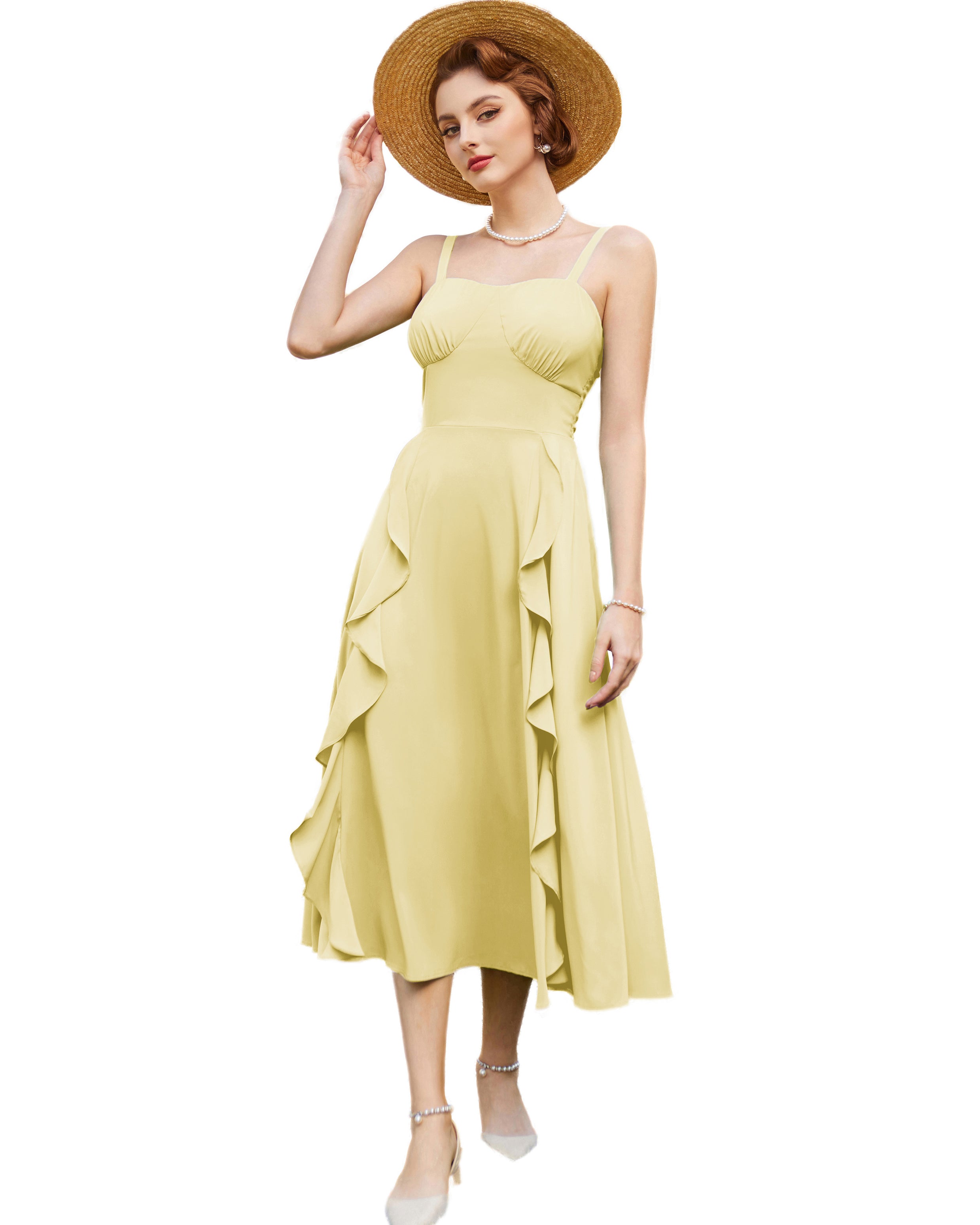 belle poque Sun Slip Dresses for Women Boho Maxi Dresses Casual Spaghetti Ruffle Dress