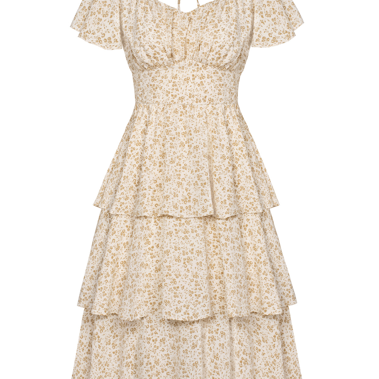 belle poque Floral Print Tiered Ruffle Dress 2026 Summer Vintage A-line Swing Midi Dress Floral2