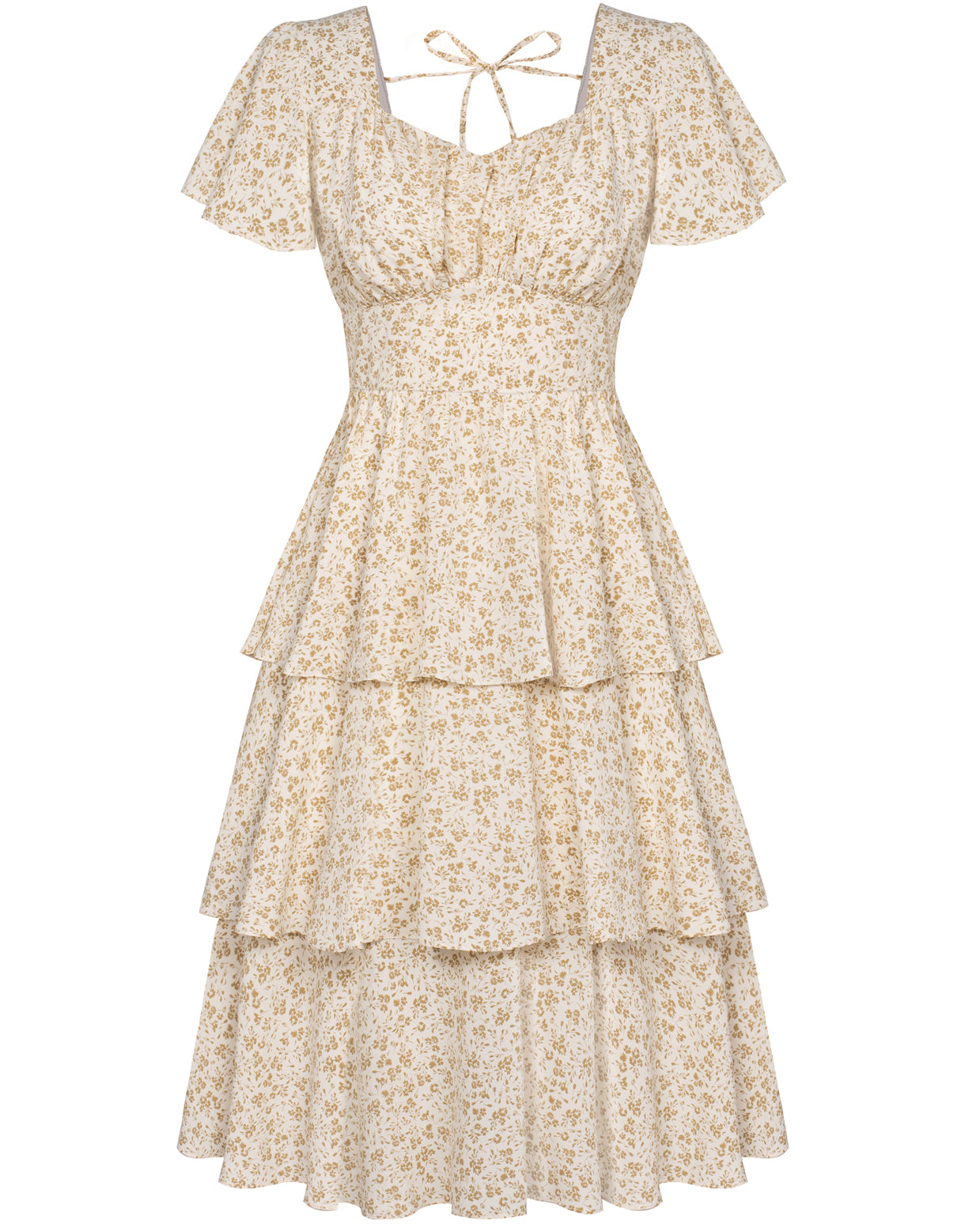 belle poque Floral Print Tiered Ruffle Dress 2026 Summer Vintage A-line Swing Midi Dress Floral2