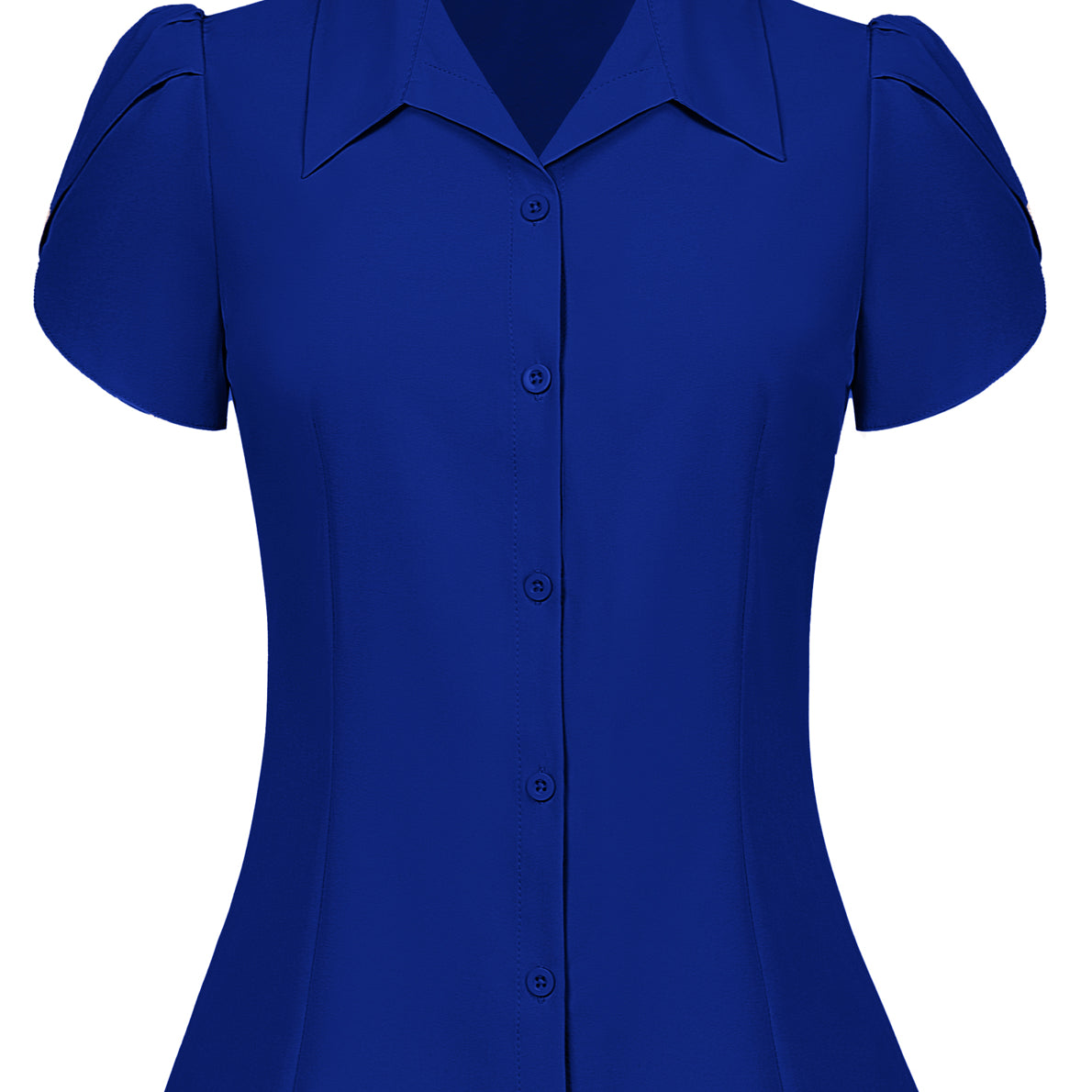 belle poque Business Casual Shirts Tops Summer Button Blouse for Women Navy blue
