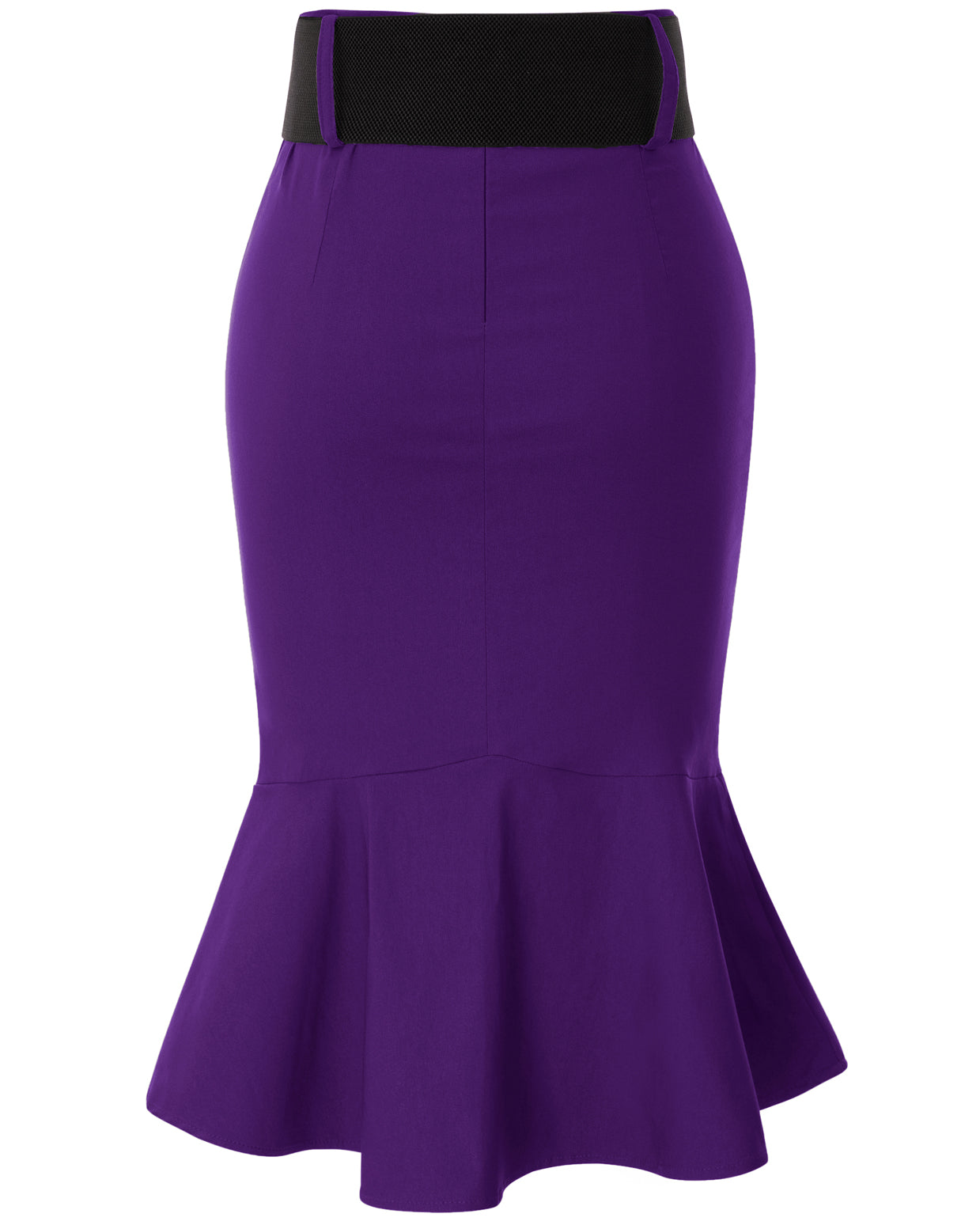 belle poque Houndstooth Mermaid Hem Shirred Detail Pencil Skirt with Belt