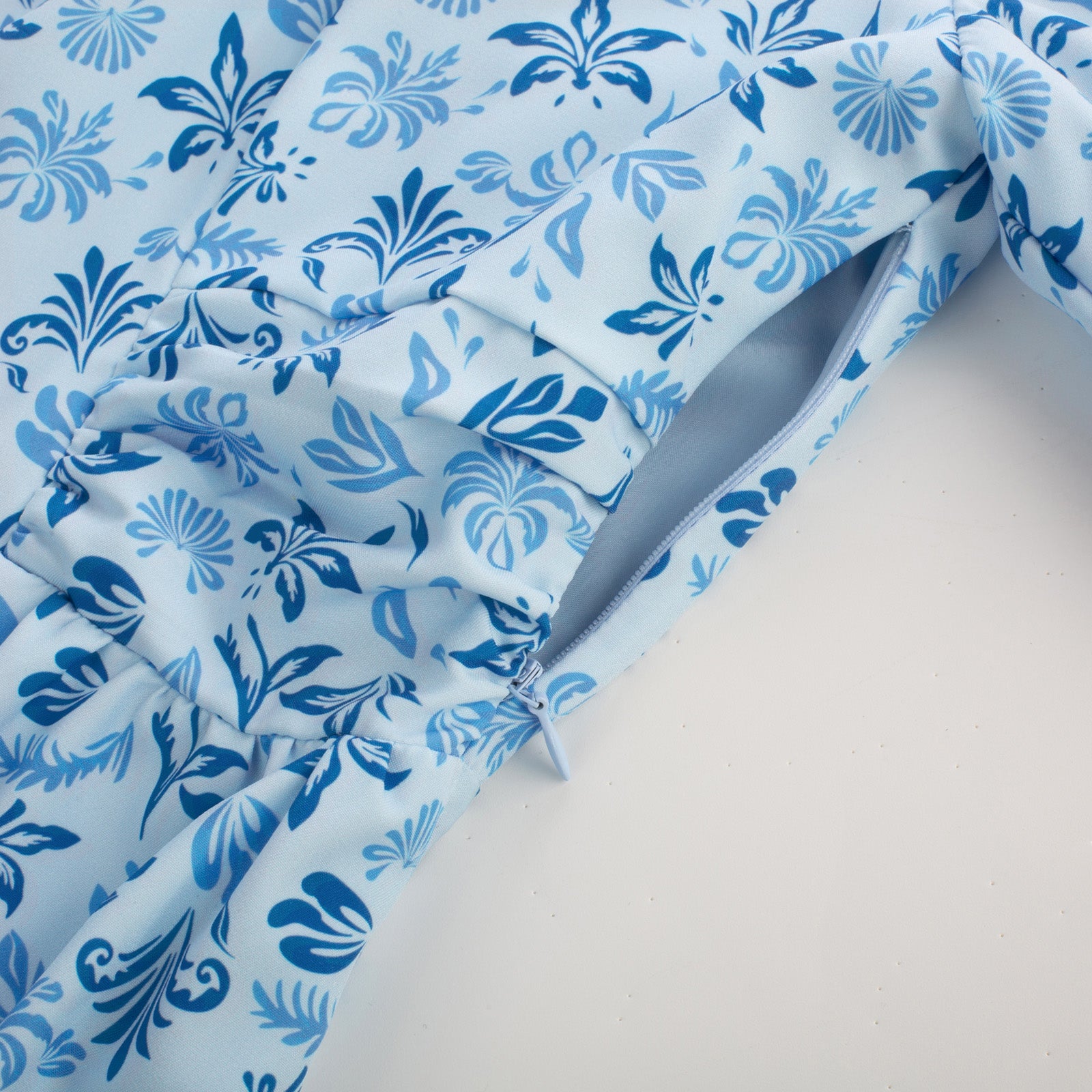 belle poque Vintage Daisy Flower Print Cottagecore Cocktail Dresses Square Neck Puff Sleeve Dress with Pockets